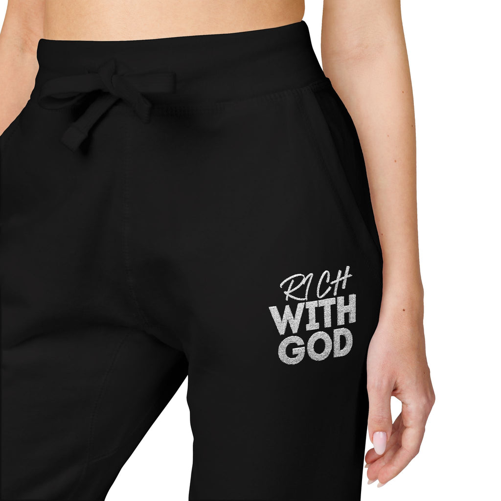 Rich With God Unisex Fleece Sweatpants (Embroidery)