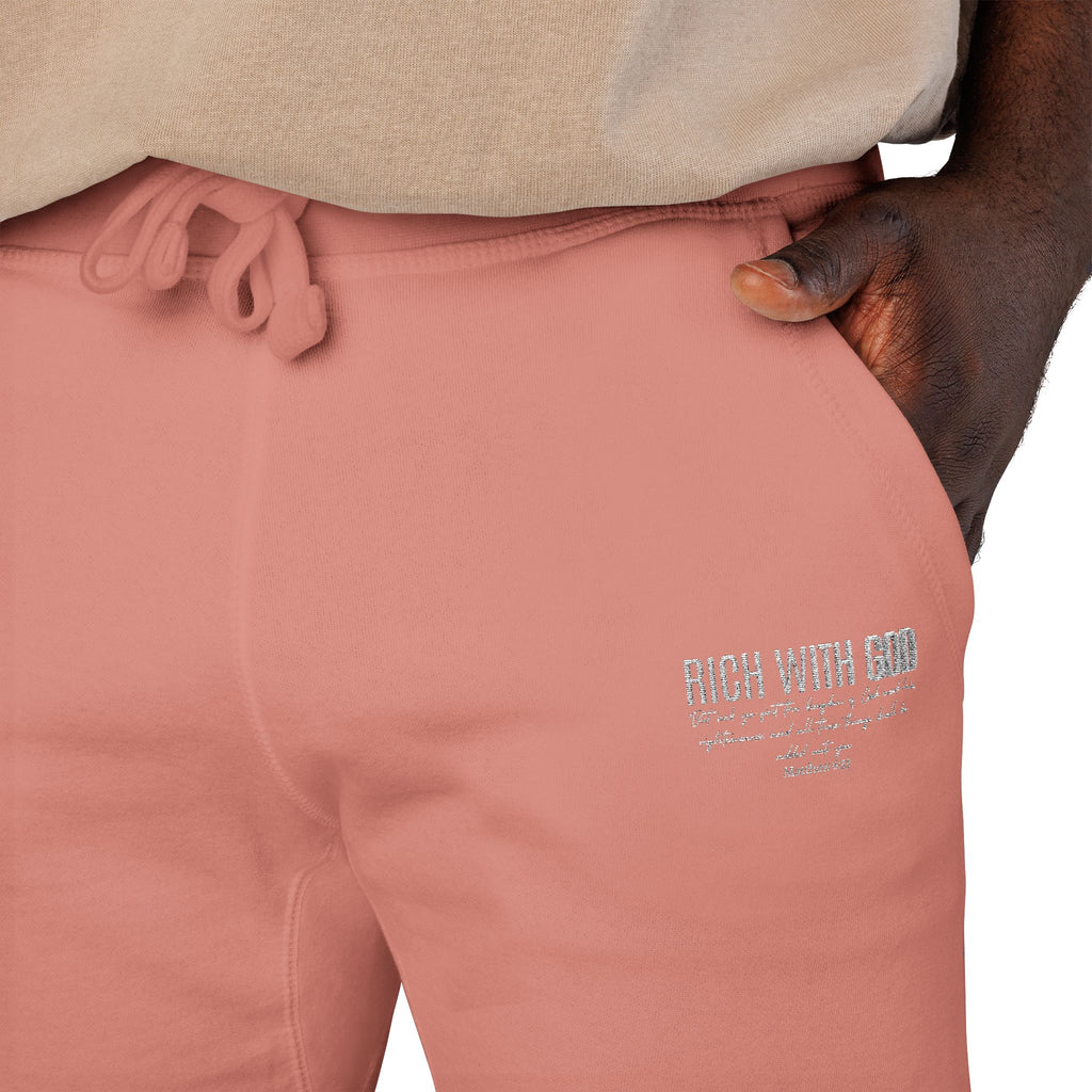 Rich With God Matthew 6:33 Unisex Fleece Sweatpants (Embroidery)