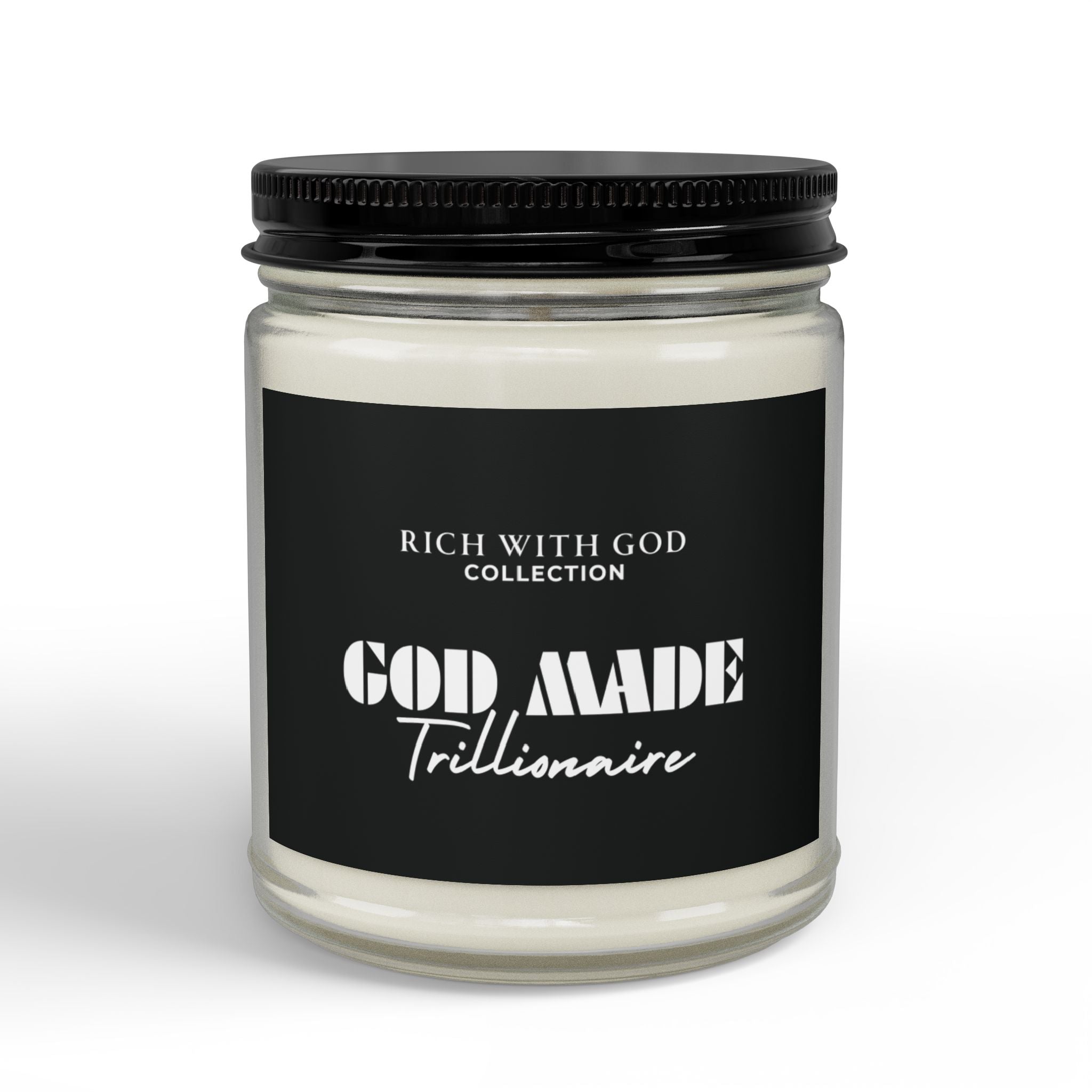 God Made Trillionaire Scented Soy Candles with Black Lid, (4 and 9oz)