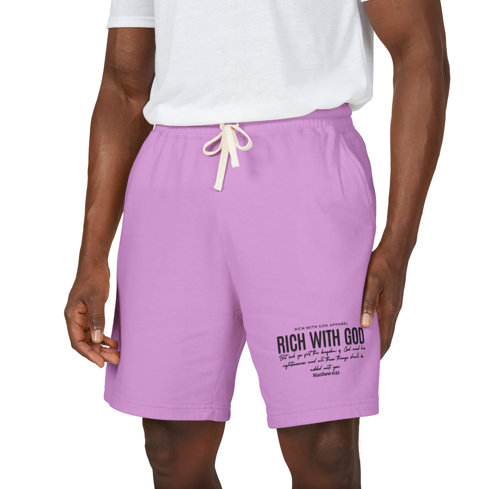 Rich With God Matthew 6:33 Unisex Garment-Dyed Lightweight Fleece Sweat Shorts