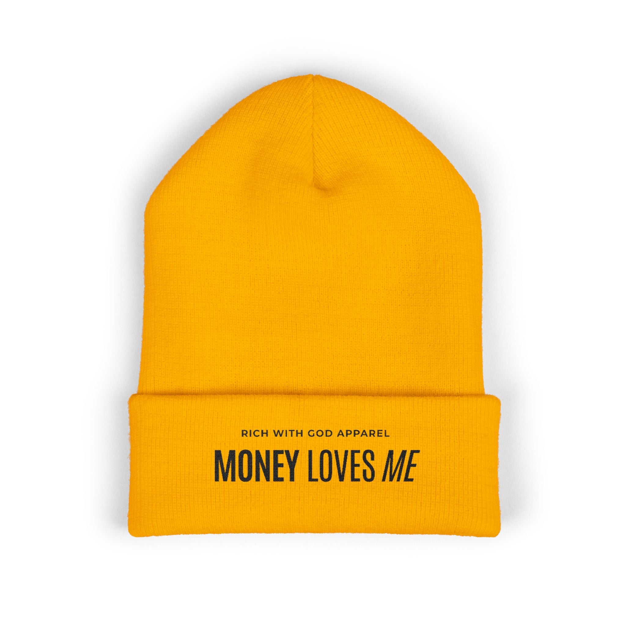 Money Loves Me Embroidered Cuffed Beanie