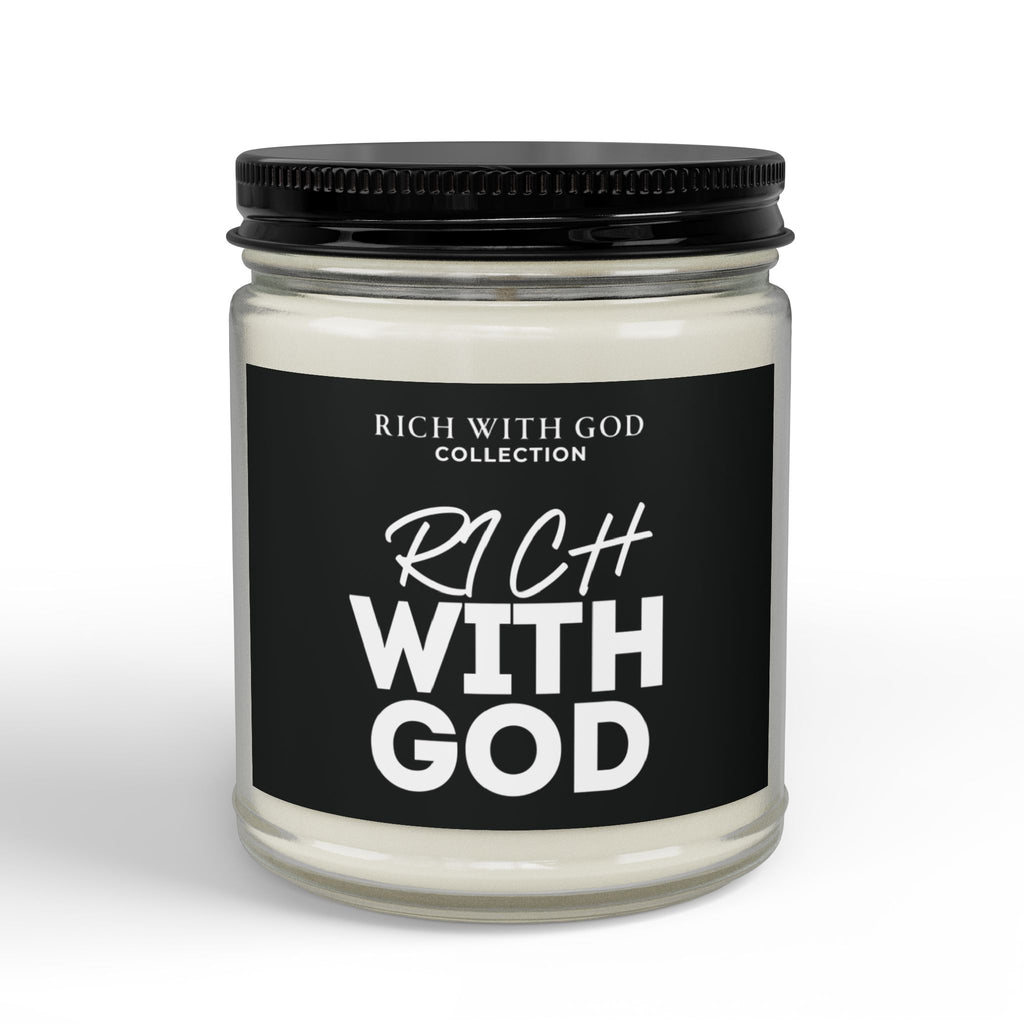 Rich With God Scented Soy Candles with Black Lid, (4 and 9oz)