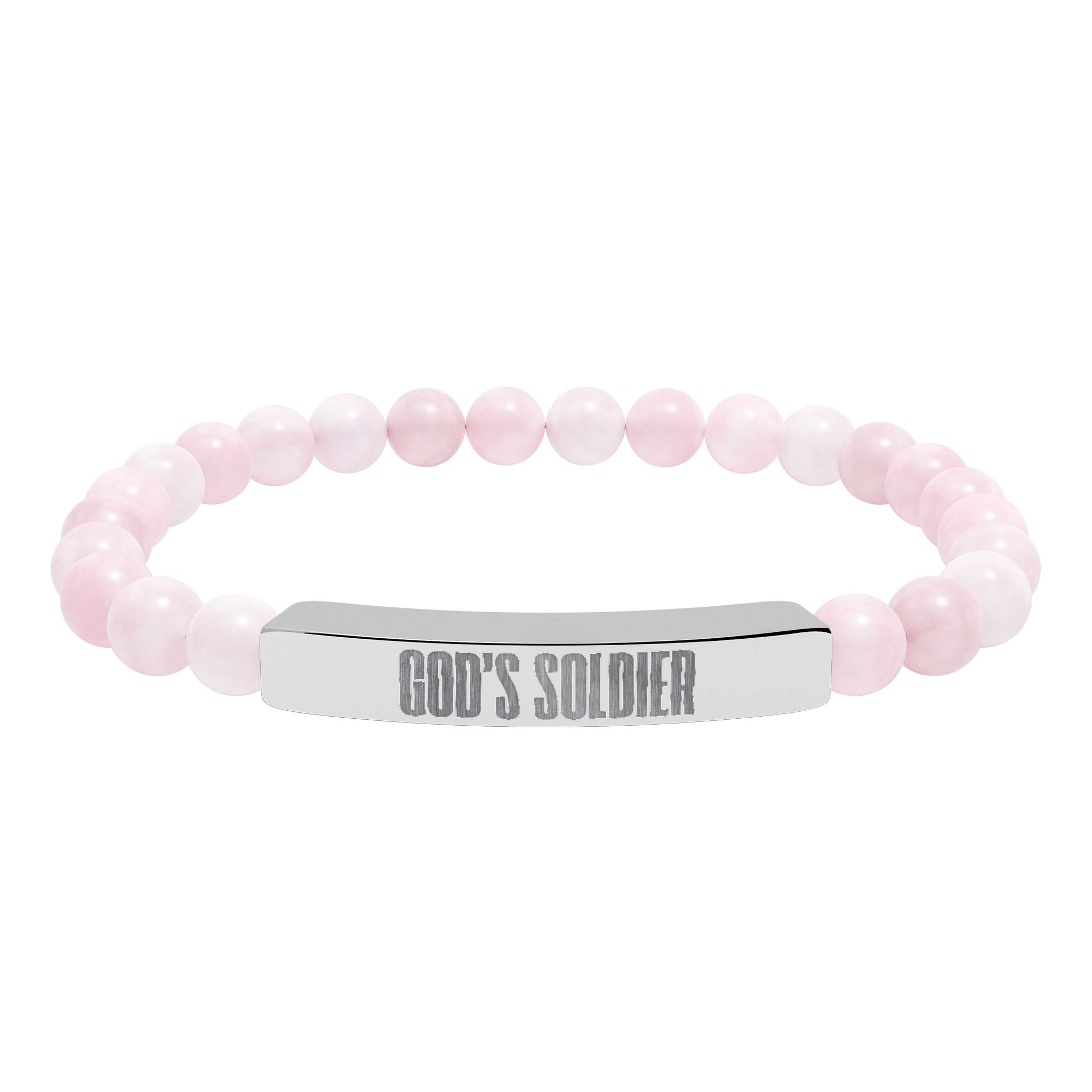 God's Soldier Natural Stone Stretch Bar Bracelet (Engraving)