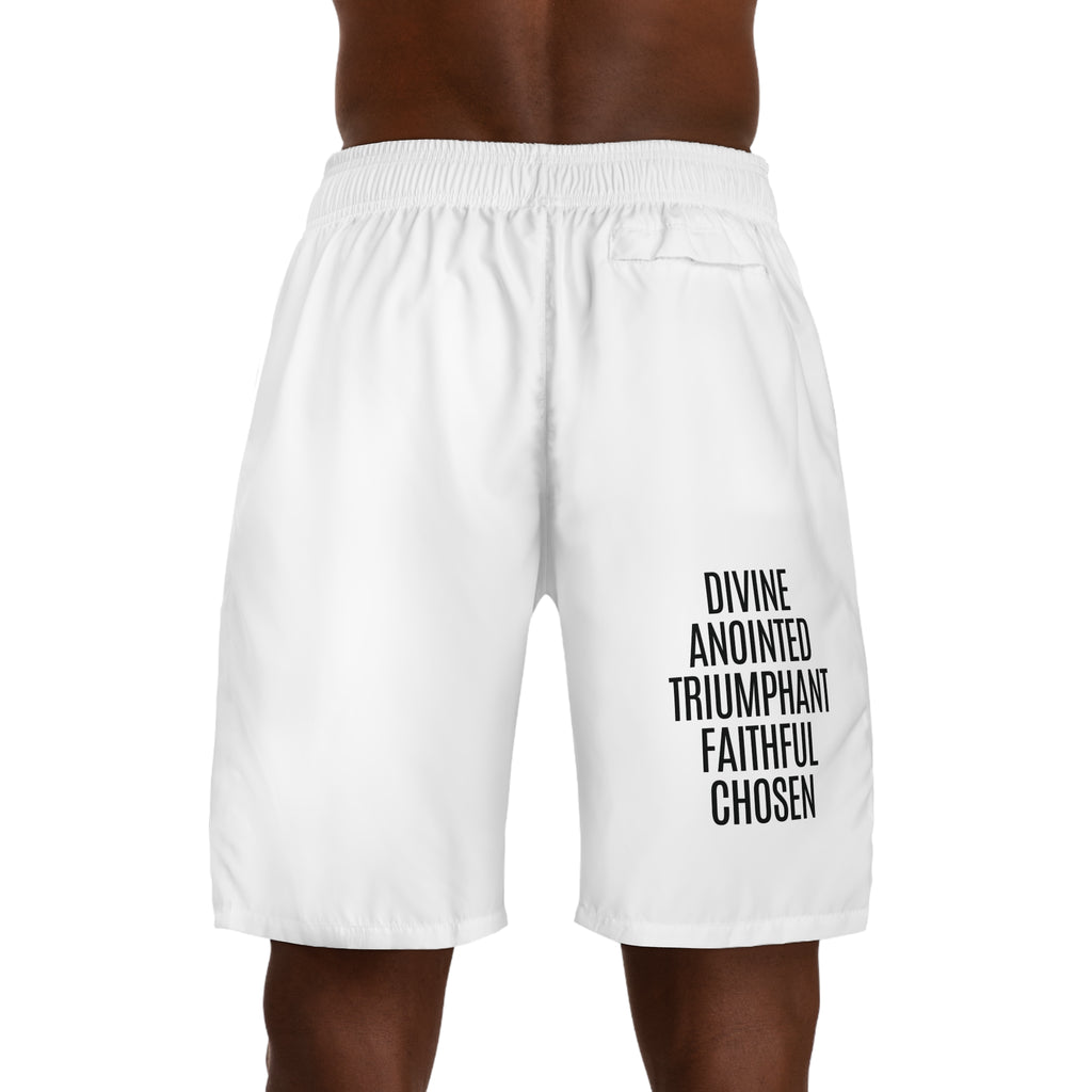"Rich With God" Graphic Jogger Shorts (White)