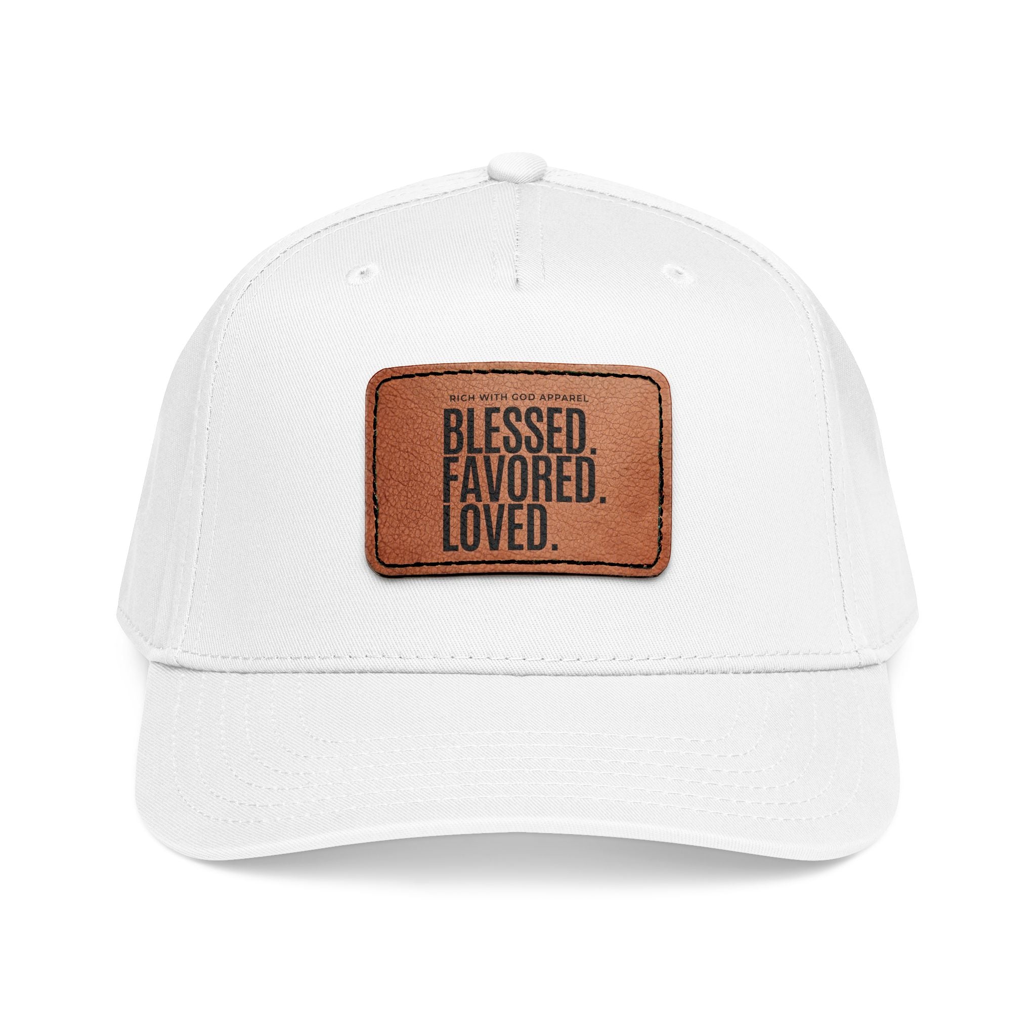 Blessed. Favored. Loved. Leather Patch Baseball Cap