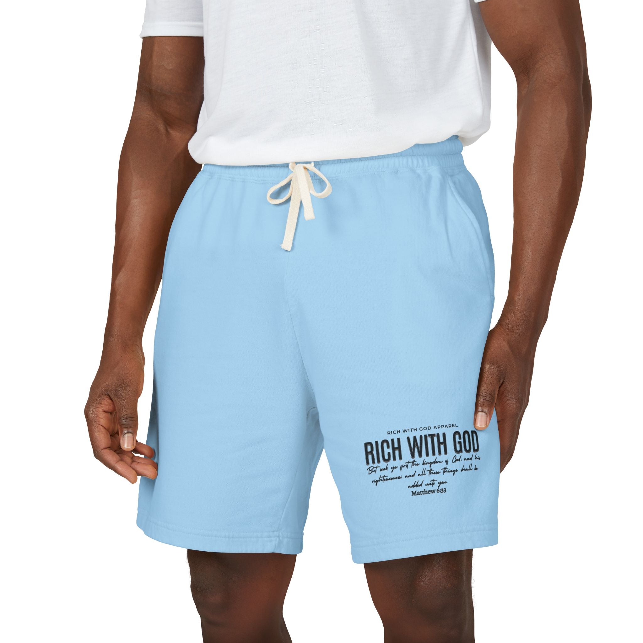 Rich With God Matthew 6:33 Unisex Garment-Dyed Lightweight Fleece Sweat Shorts