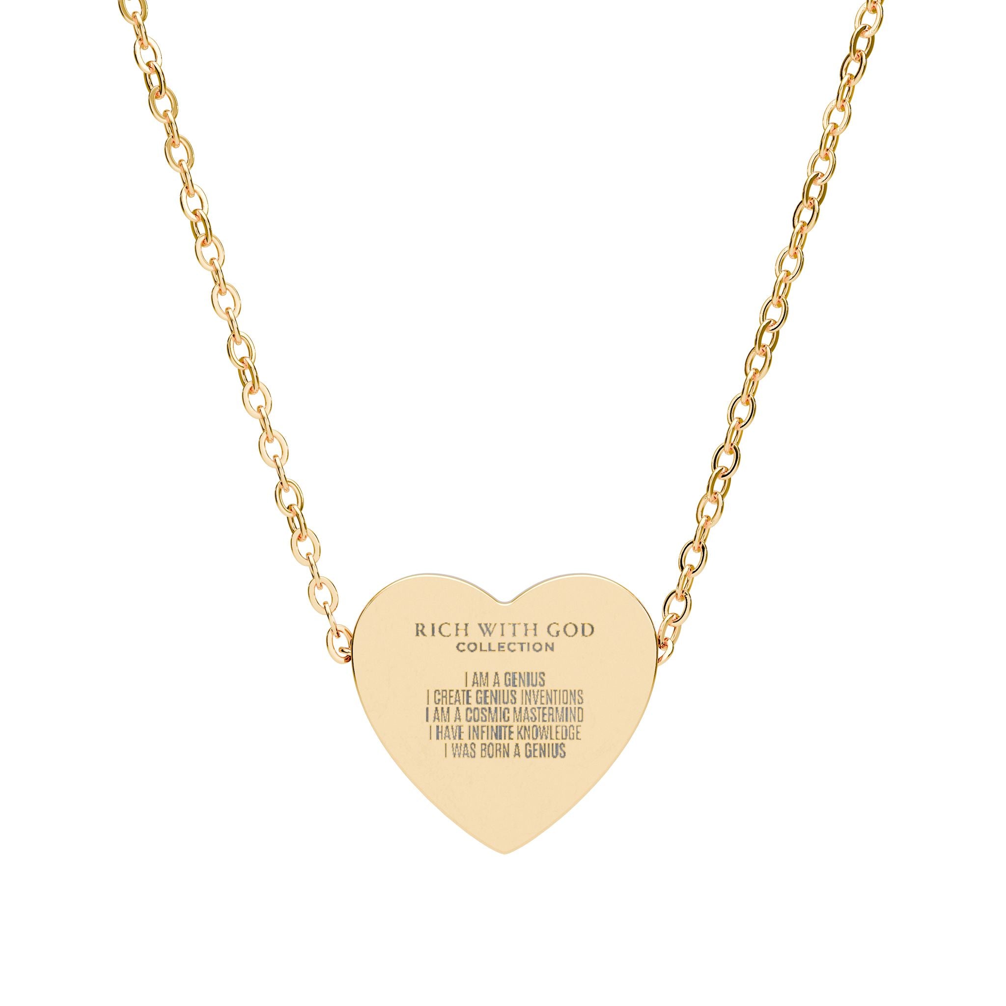 I Am A Genius Affirmations Heart Necklace (Engraving)