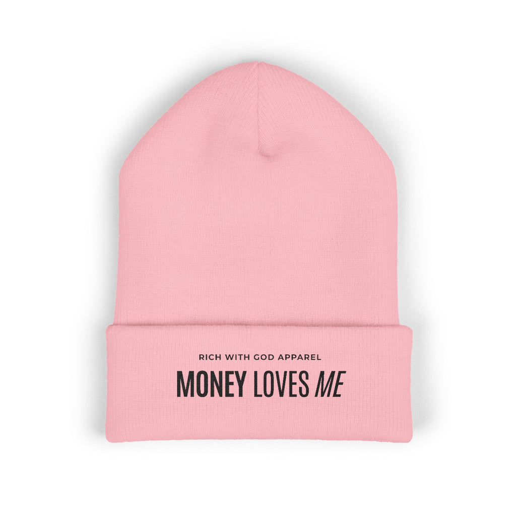 Money Loves Me Embroidered Cuffed Beanie