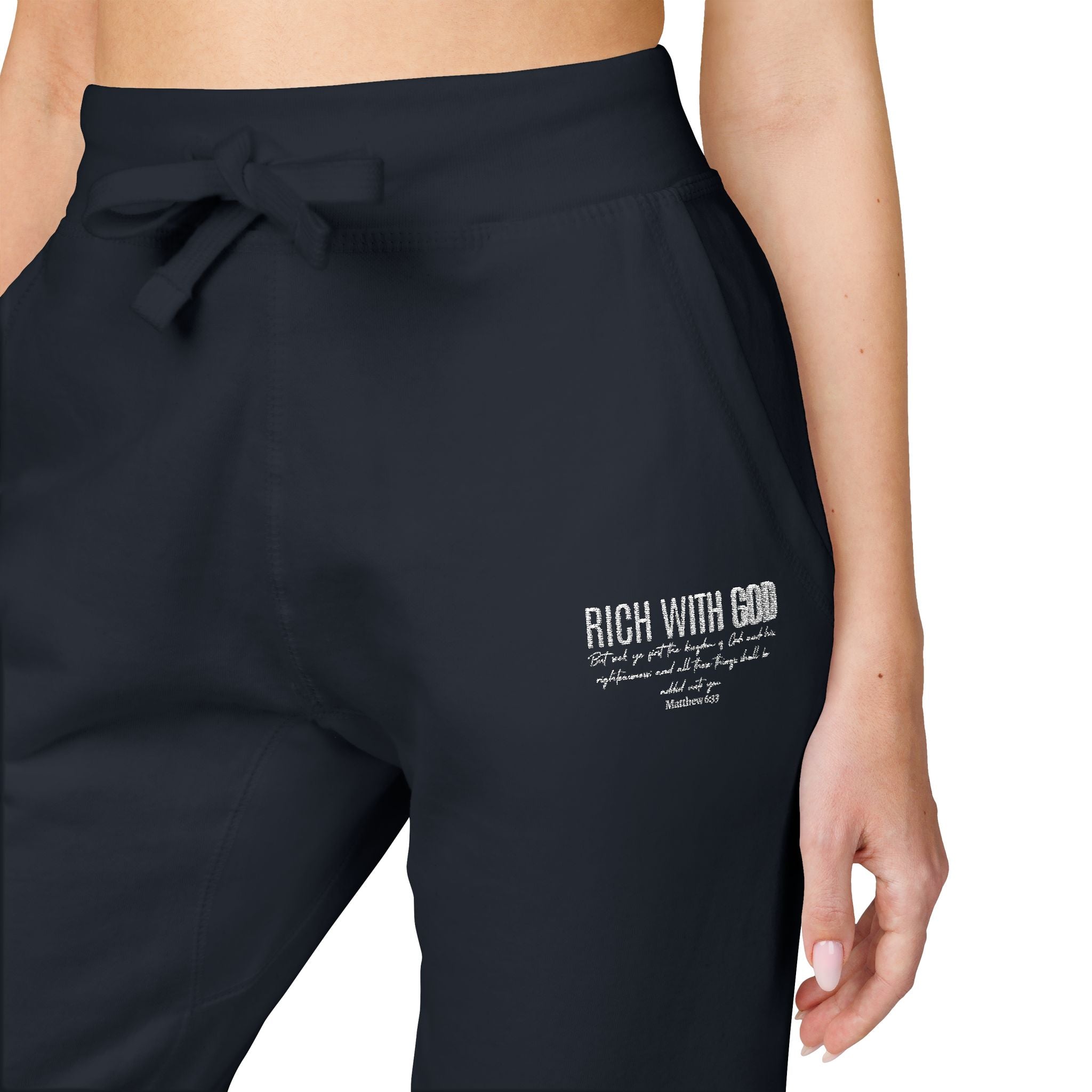 Rich With God Matthew 6:33 Unisex Fleece Sweatpants (Embroidery)