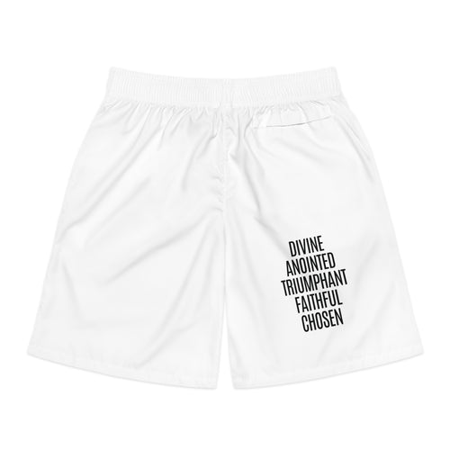 "Rich With God" Graphic Jogger Shorts (White)