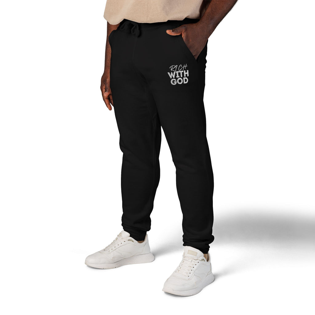 Rich With God Unisex Fleece Sweatpants (Embroidery)