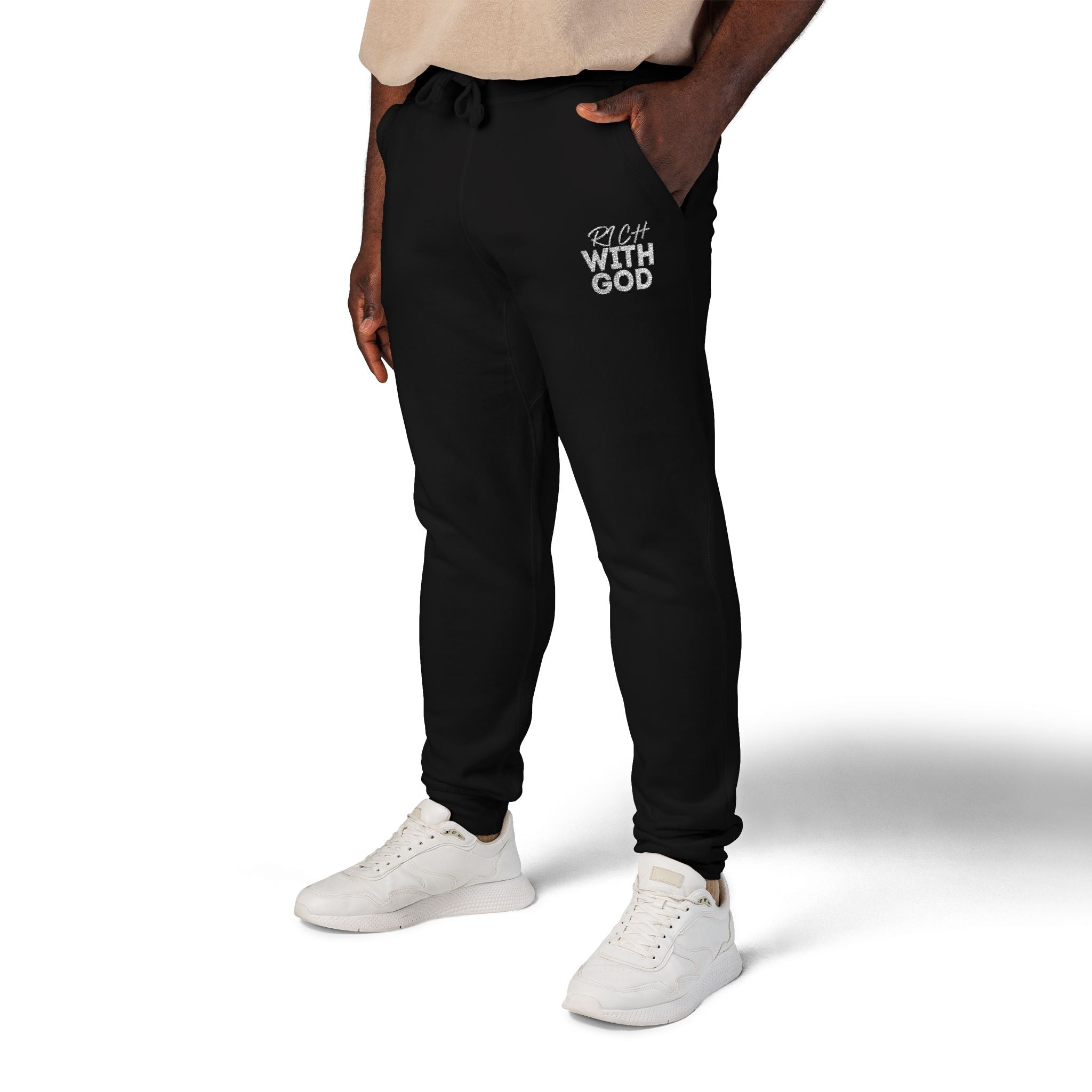 Rich With God Unisex Fleece Sweatpants (Embroidery)