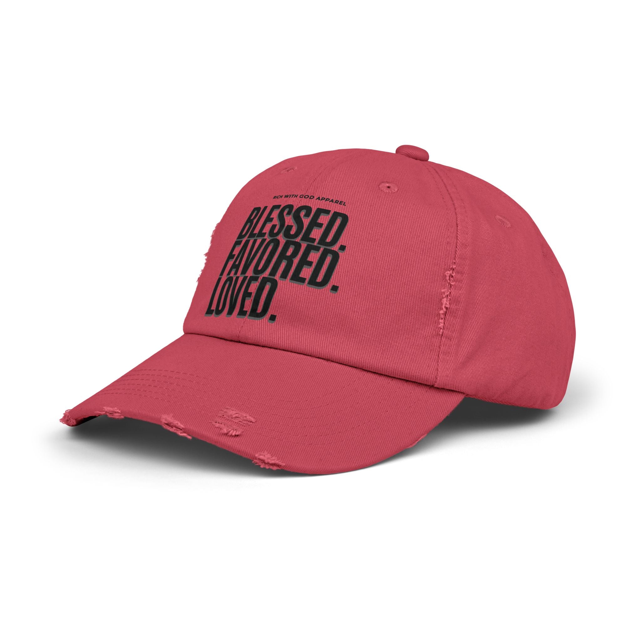 Blessed. Favored. Loved. Unisex Distressed Cap