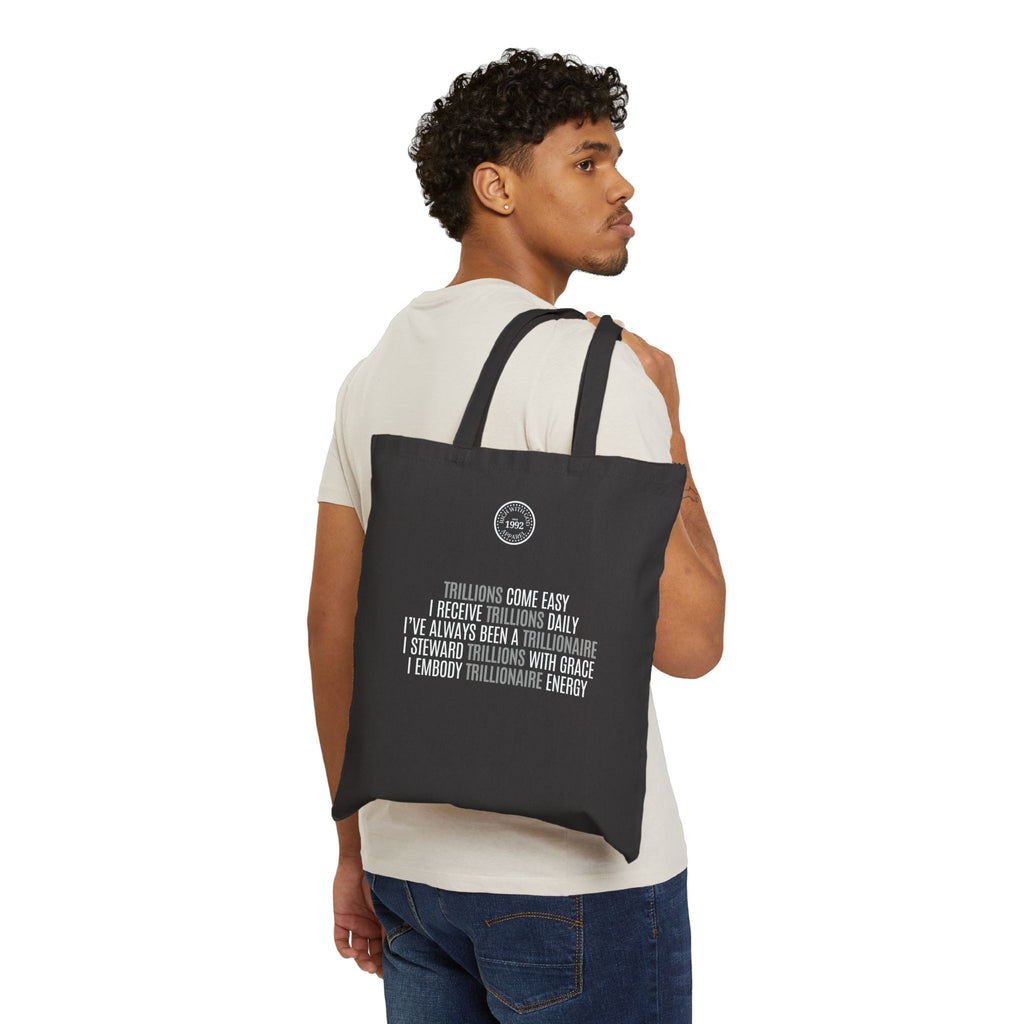 God Made Trillionaire Black Cotton Canvas Tote Bag