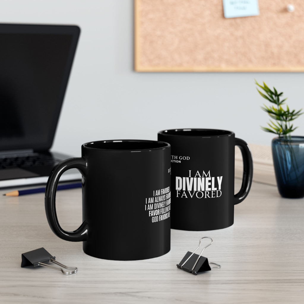 I Am Divinely Favored Black Mug (11oz, 15oz)
