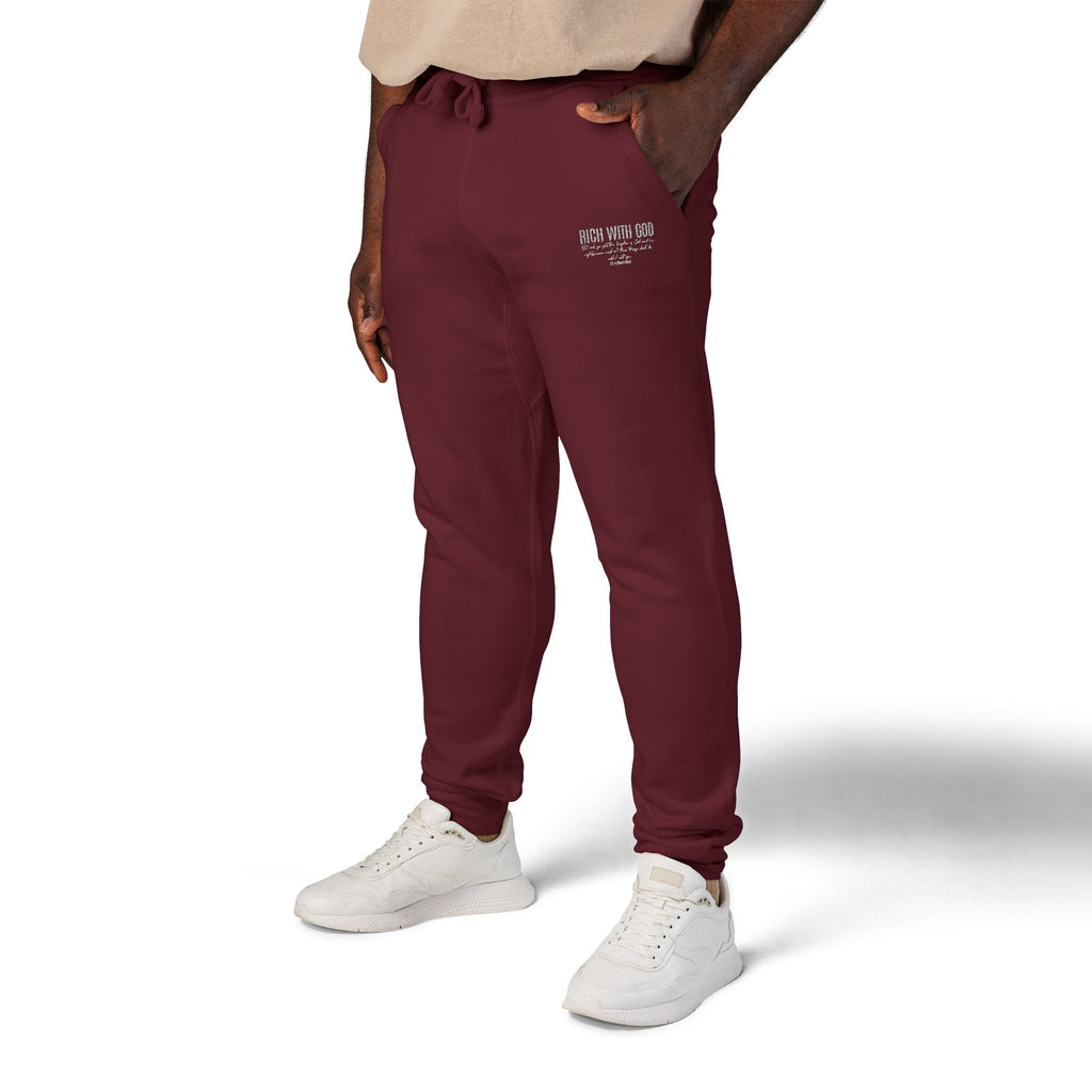 Rich With God Matthew 6:33 Unisex Fleece Sweatpants (Embroidery)