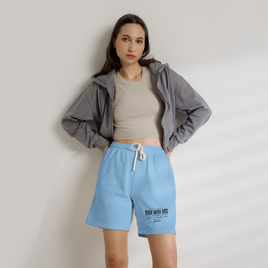 Rich With God Matthew 6:33 Unisex Garment-Dyed Lightweight Fleece Sweat Shorts