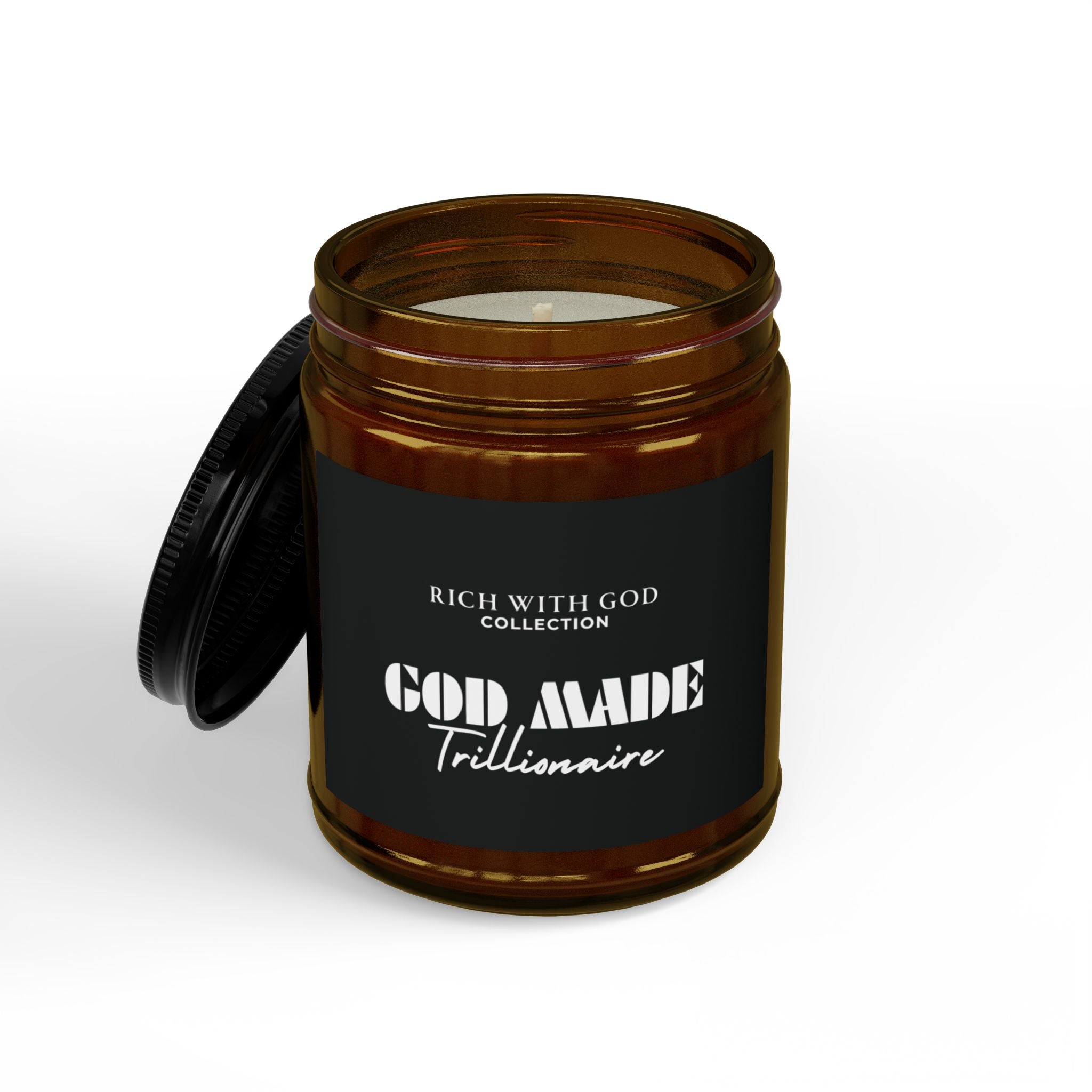 God Made Trillionaire Scented Soy Candles with Black Lid, (4 and 9oz)