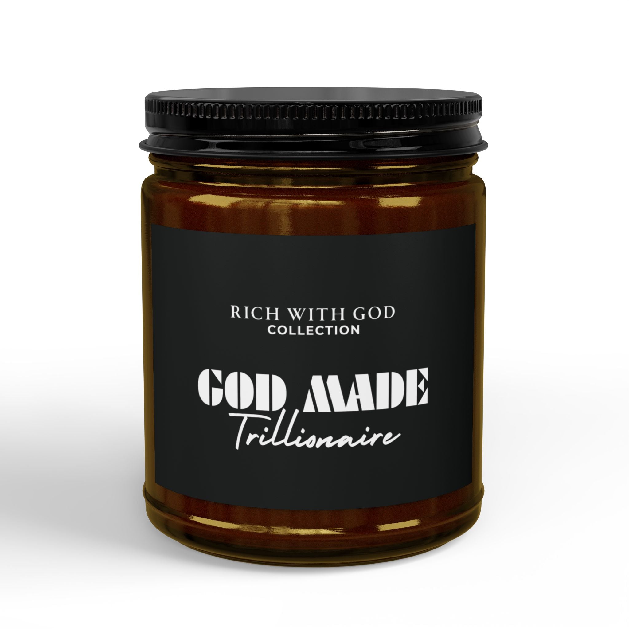 God Made Trillionaire Scented Soy Candles with Black Lid, (4 and 9oz)