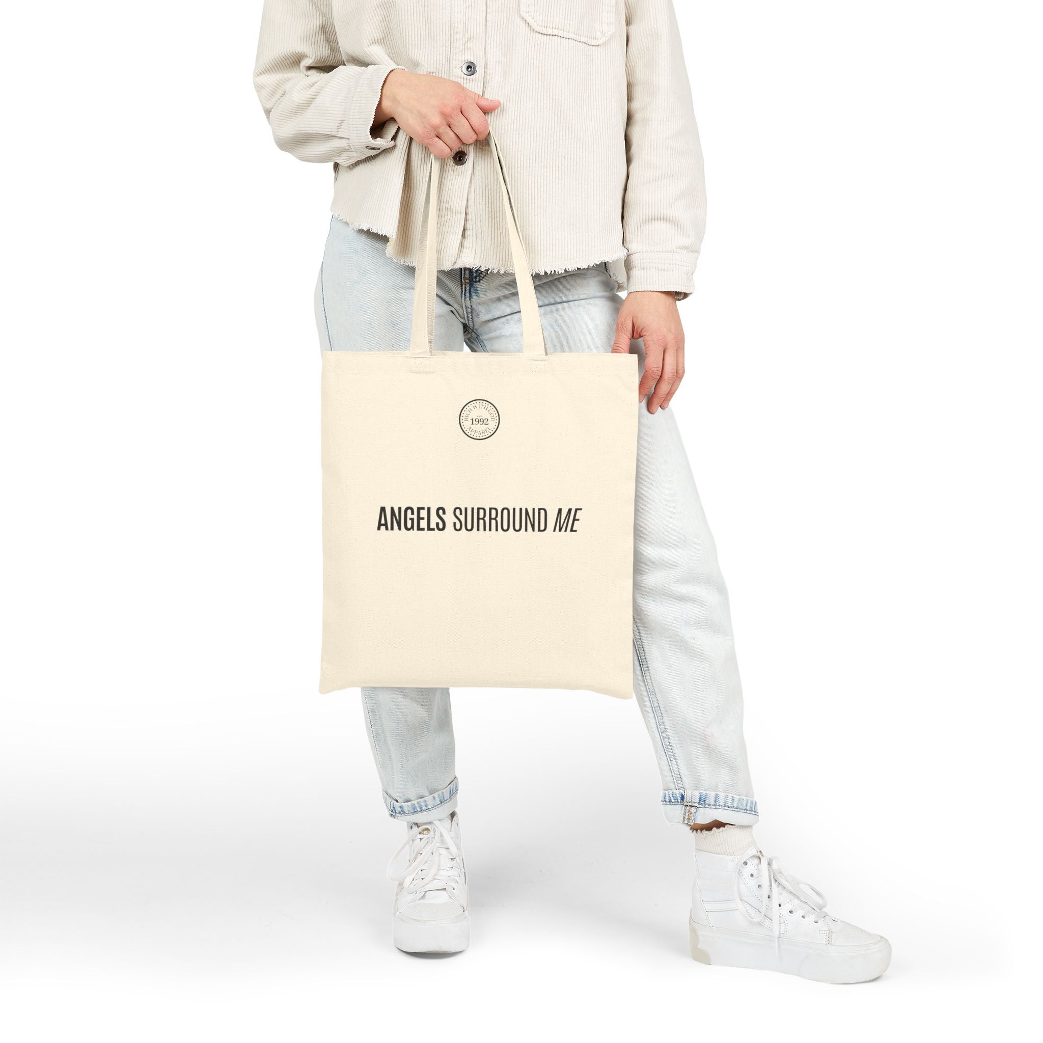 Divine Mob Beige Cotton Canvas Tote Bag