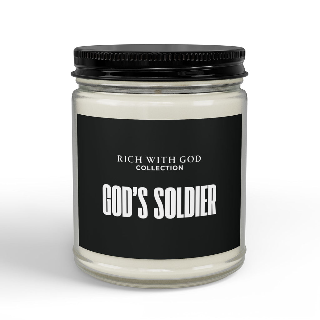 God's Soldier Scented Soy Candles with Black Lid, (4 and 9oz)