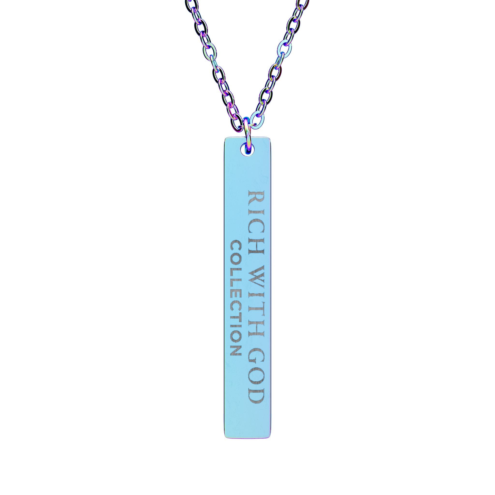 Rich With God Collection Vertical Bar Necklace (Engraving)