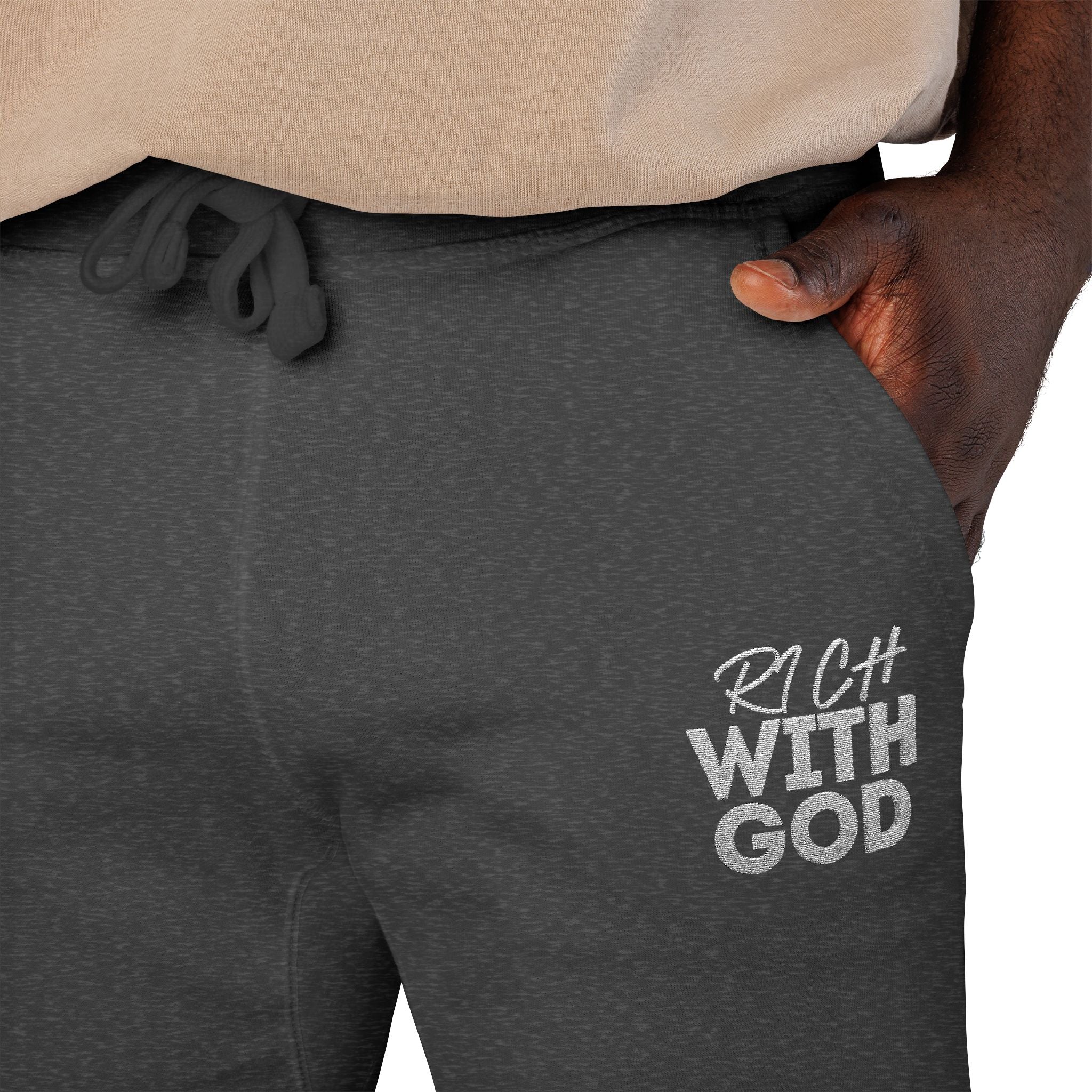 Rich With God Unisex Fleece Sweatpants (Embroidery)