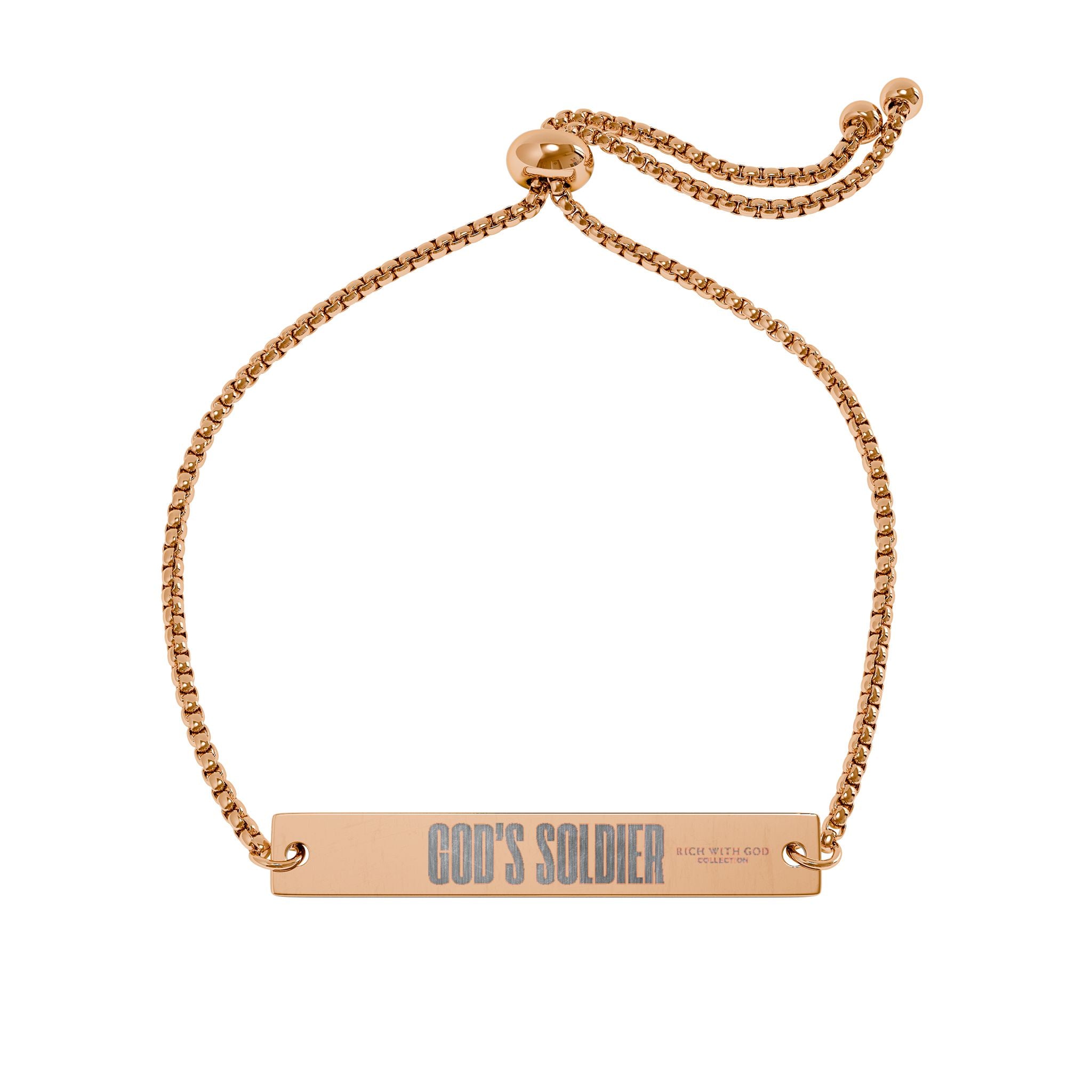 God's Soldier Adjustable Flat Bar Bracelet (Engraving)