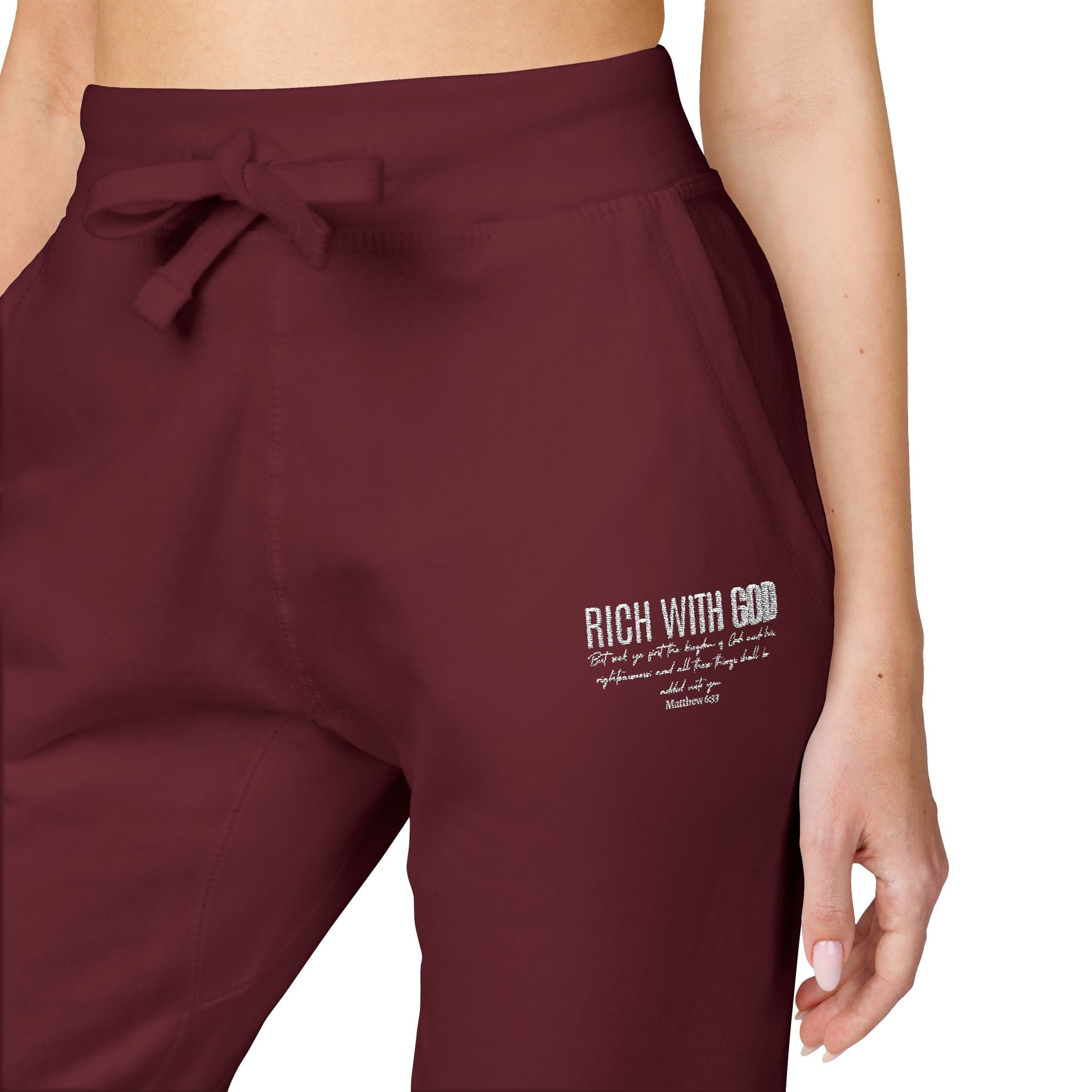 Rich With God Matthew 6:33 Unisex Fleece Sweatpants (Embroidery)
