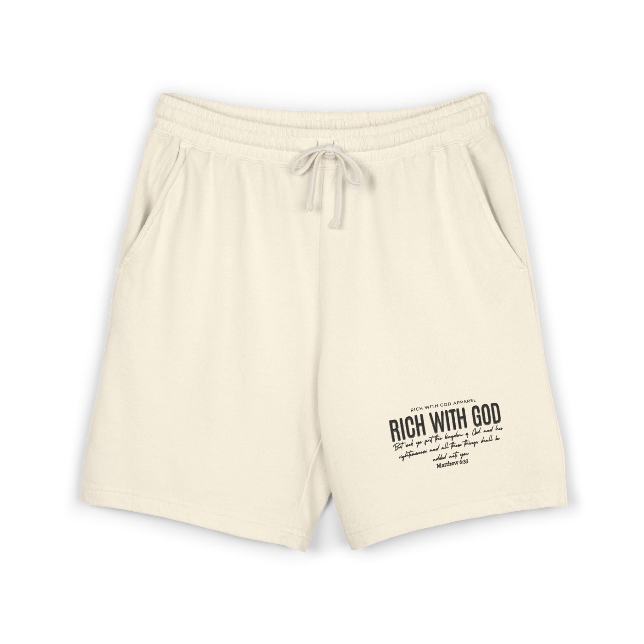 Rich With God Matthew 6:33 Unisex Garment-Dyed Lightweight Fleece Sweat Shorts
