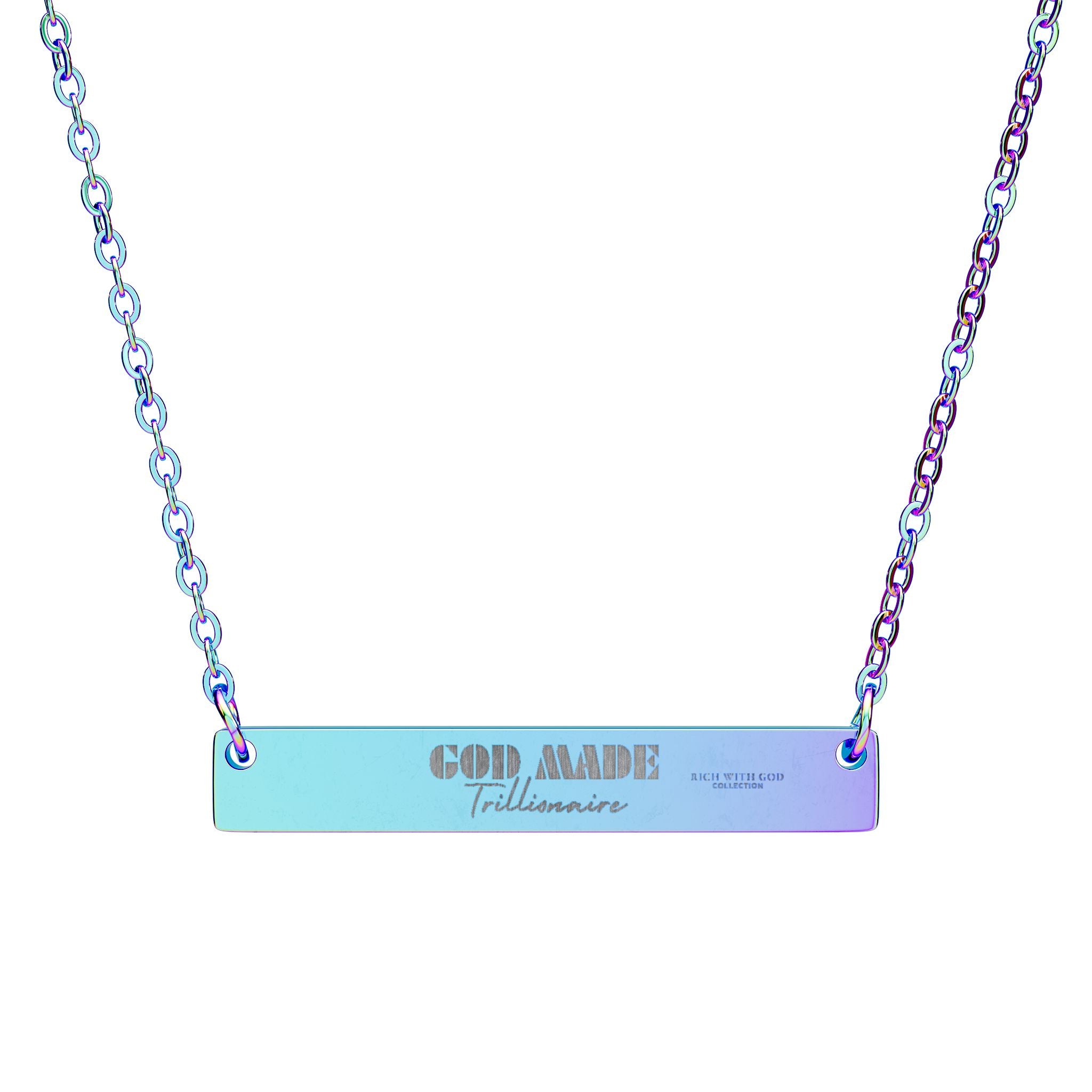 God Made Trillionaire Horizontal Bar Necklace (Engraving)