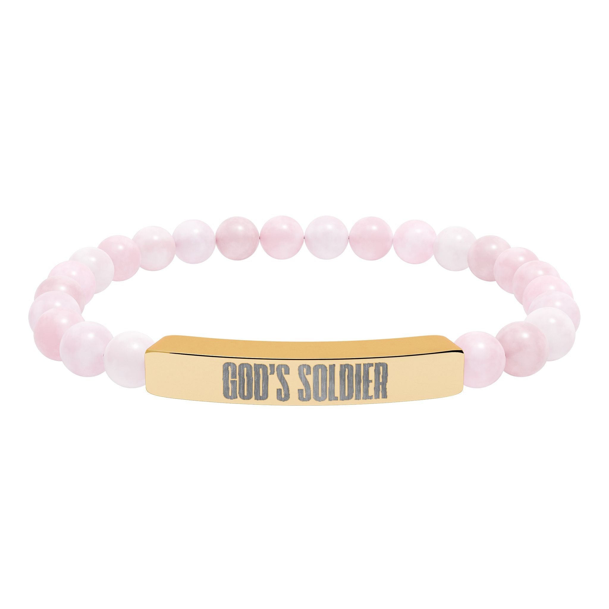 God's Soldier Natural Stone Stretch Bar Bracelet (Engraving)