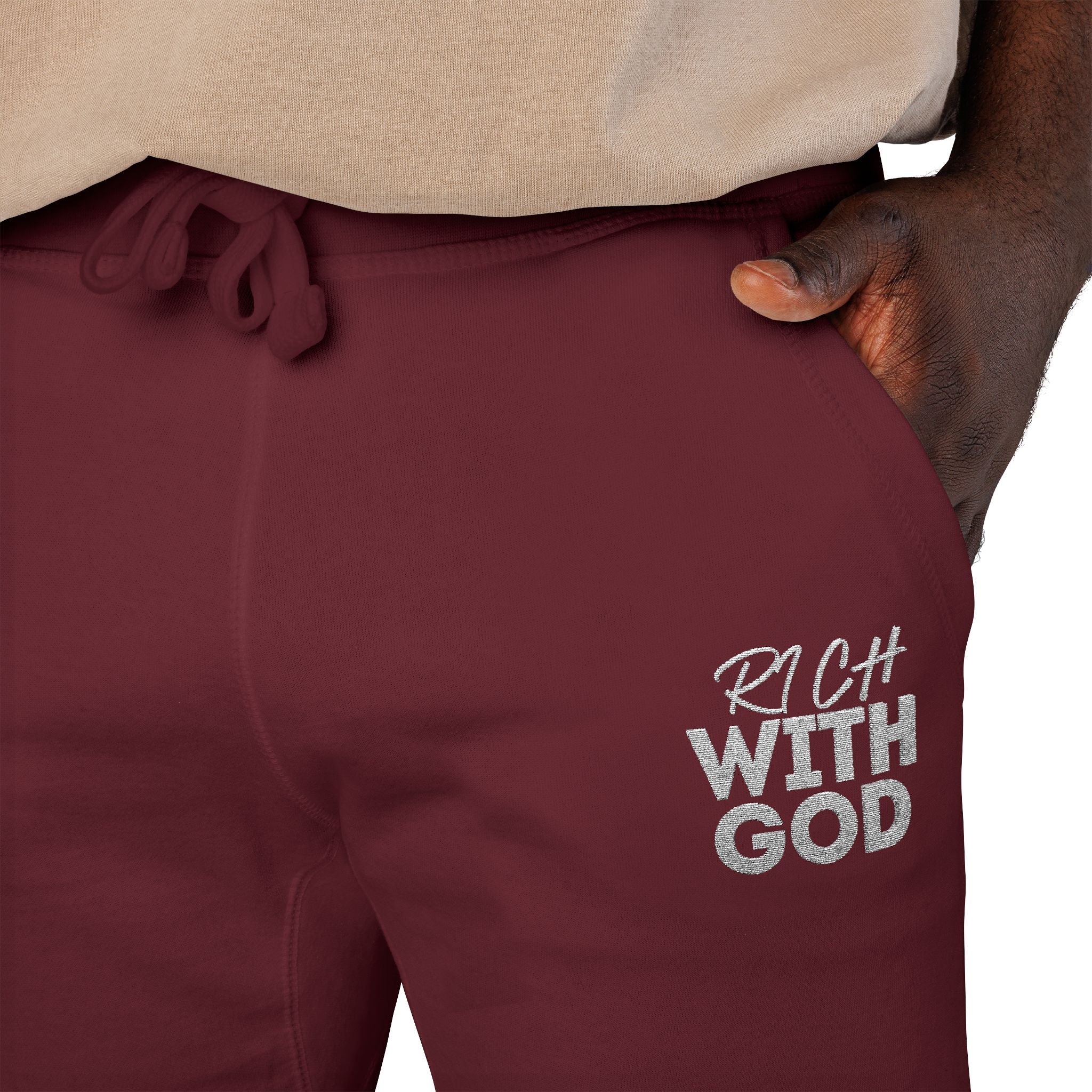 Rich With God Unisex Fleece Sweatpants (Embroidery)