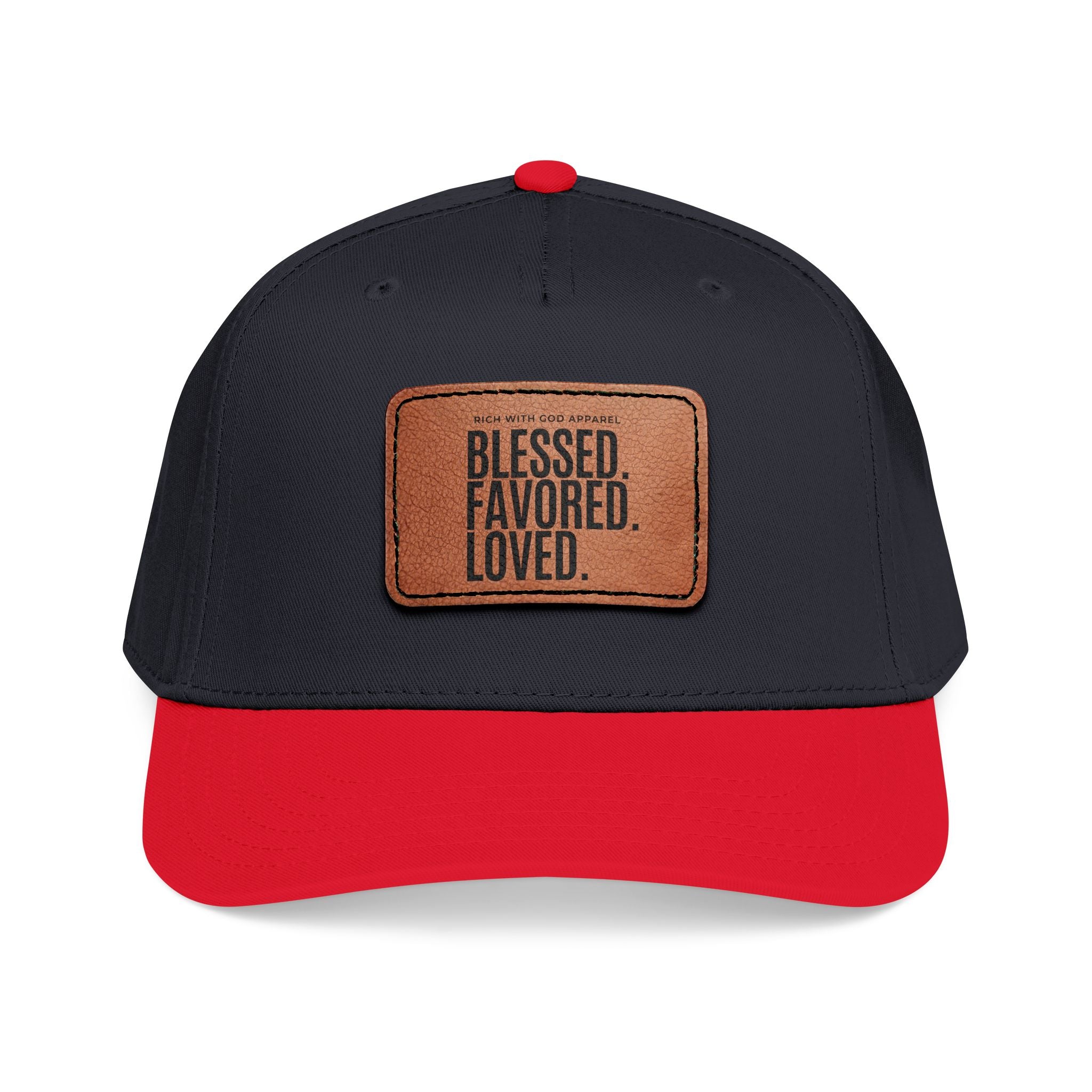 Blessed. Favored. Loved. Leather Patch Baseball Cap