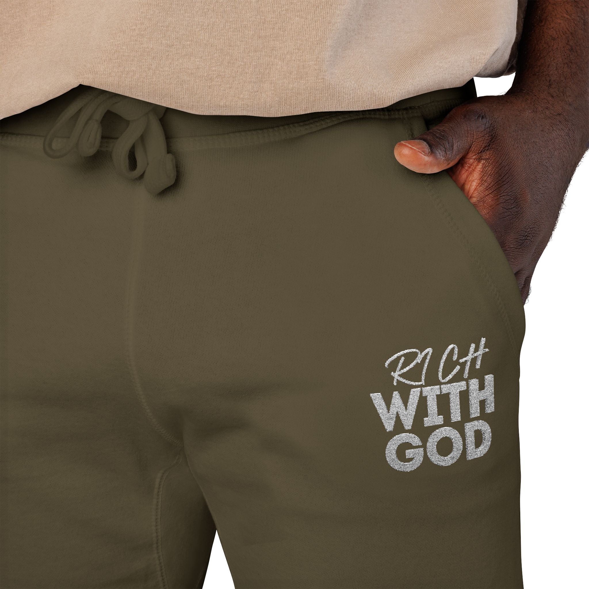 Rich With God Unisex Fleece Sweatpants (Embroidery)