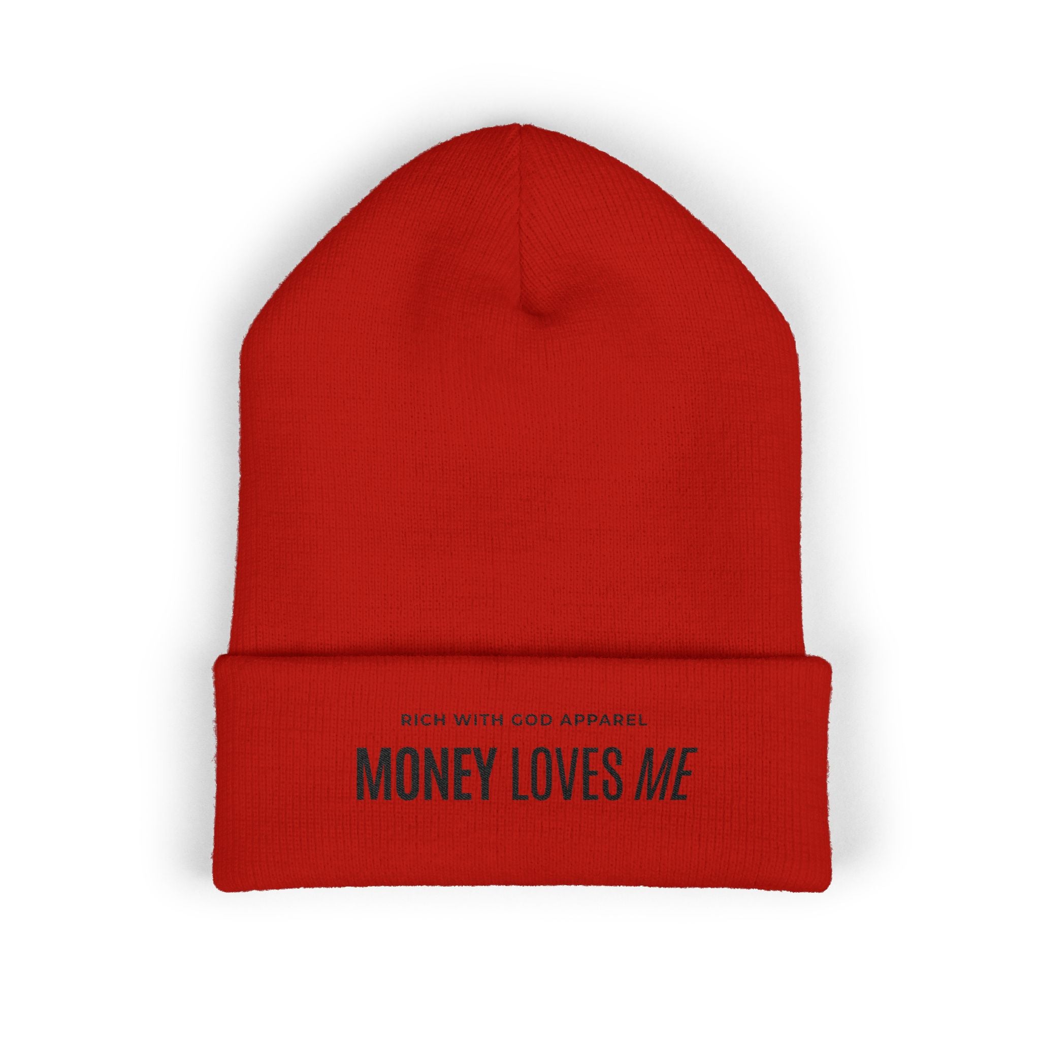 Money Loves Me Embroidered Cuffed Beanie