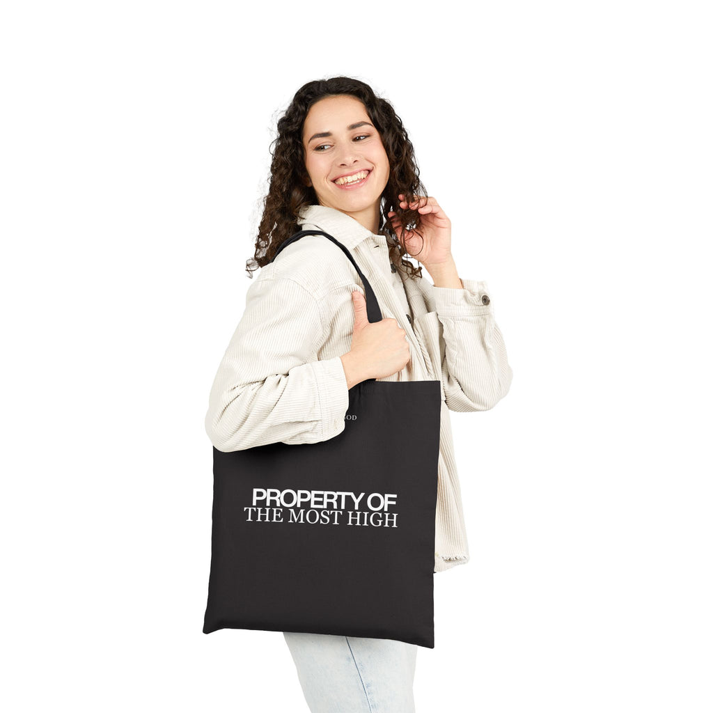 Property of the Most High Black Cotton Canvas Tote Bag