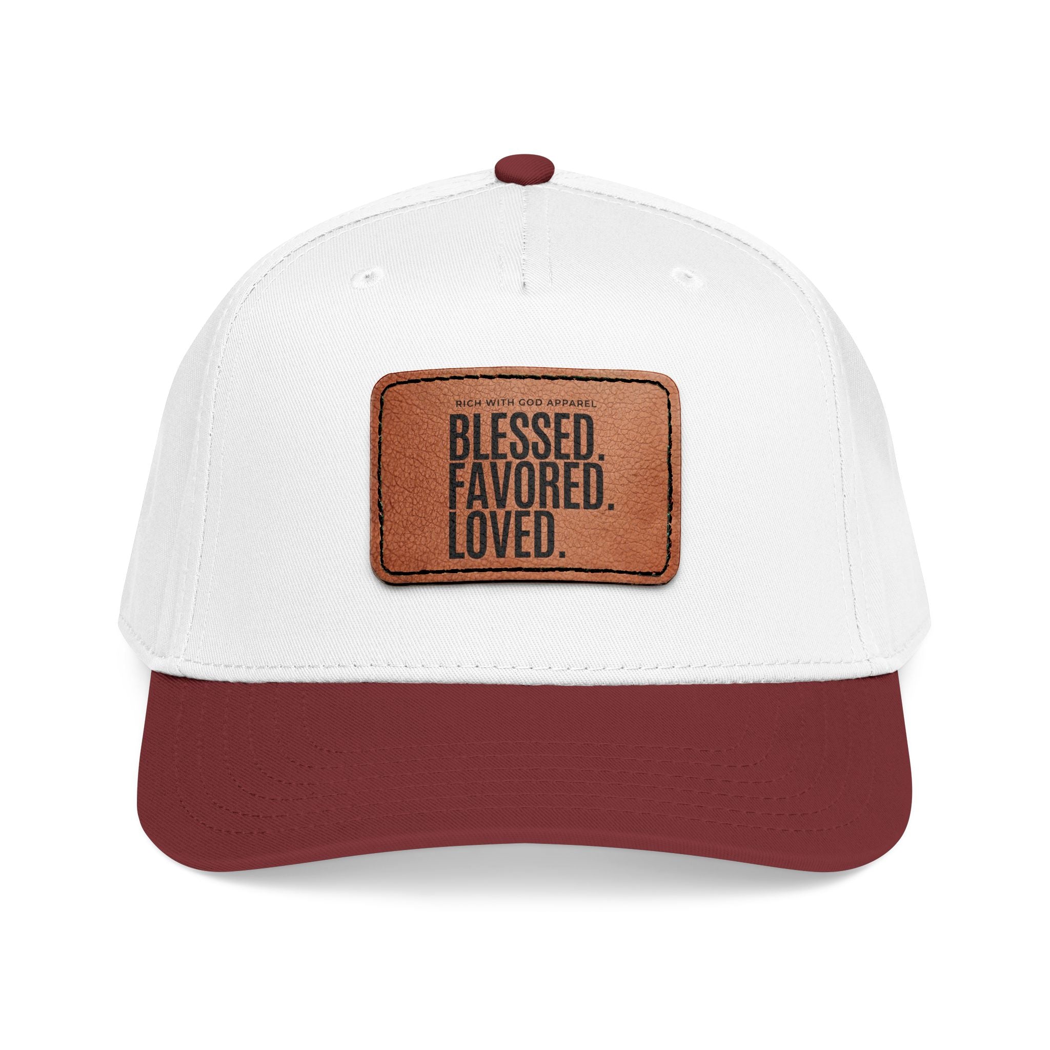 Blessed. Favored. Loved. Leather Patch Baseball Cap