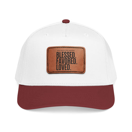 Blessed. Favored. Loved. Leather Patch Baseball Cap