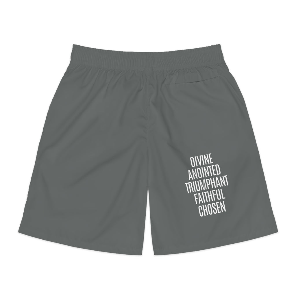 "Rich With God" Graphic Jogger Shorts (Dark Grey)