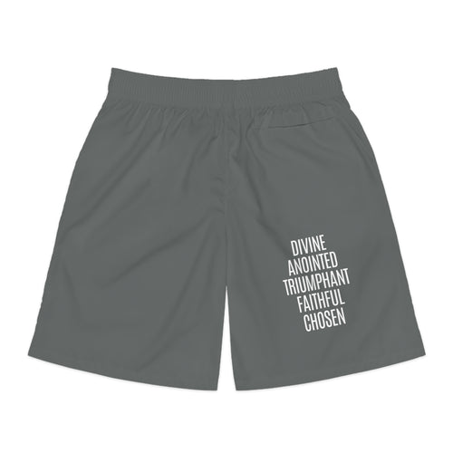 "Rich With God" Graphic Jogger Shorts (Dark Grey)