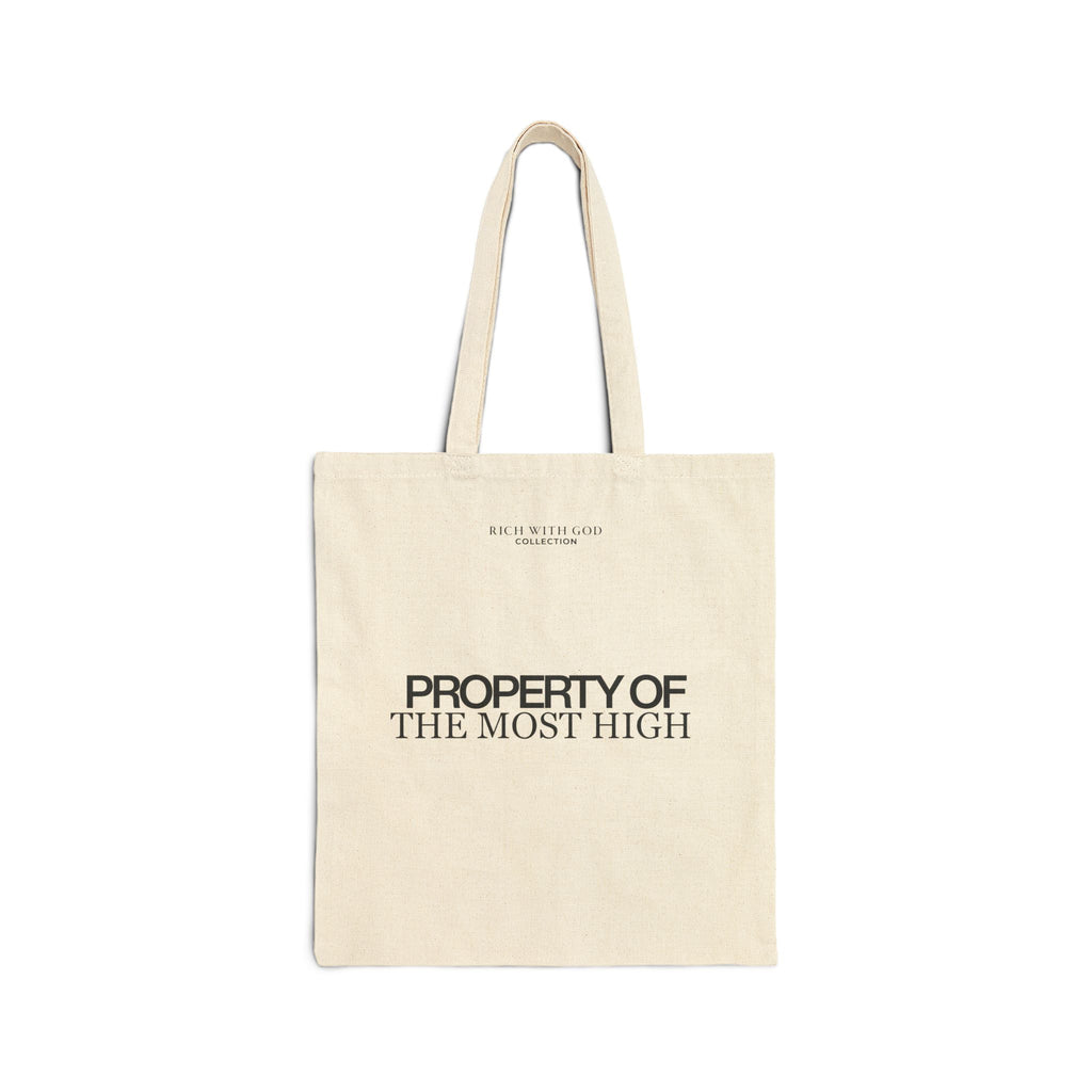 Property of the Most High Beige Cotton Canvas Tote Bag