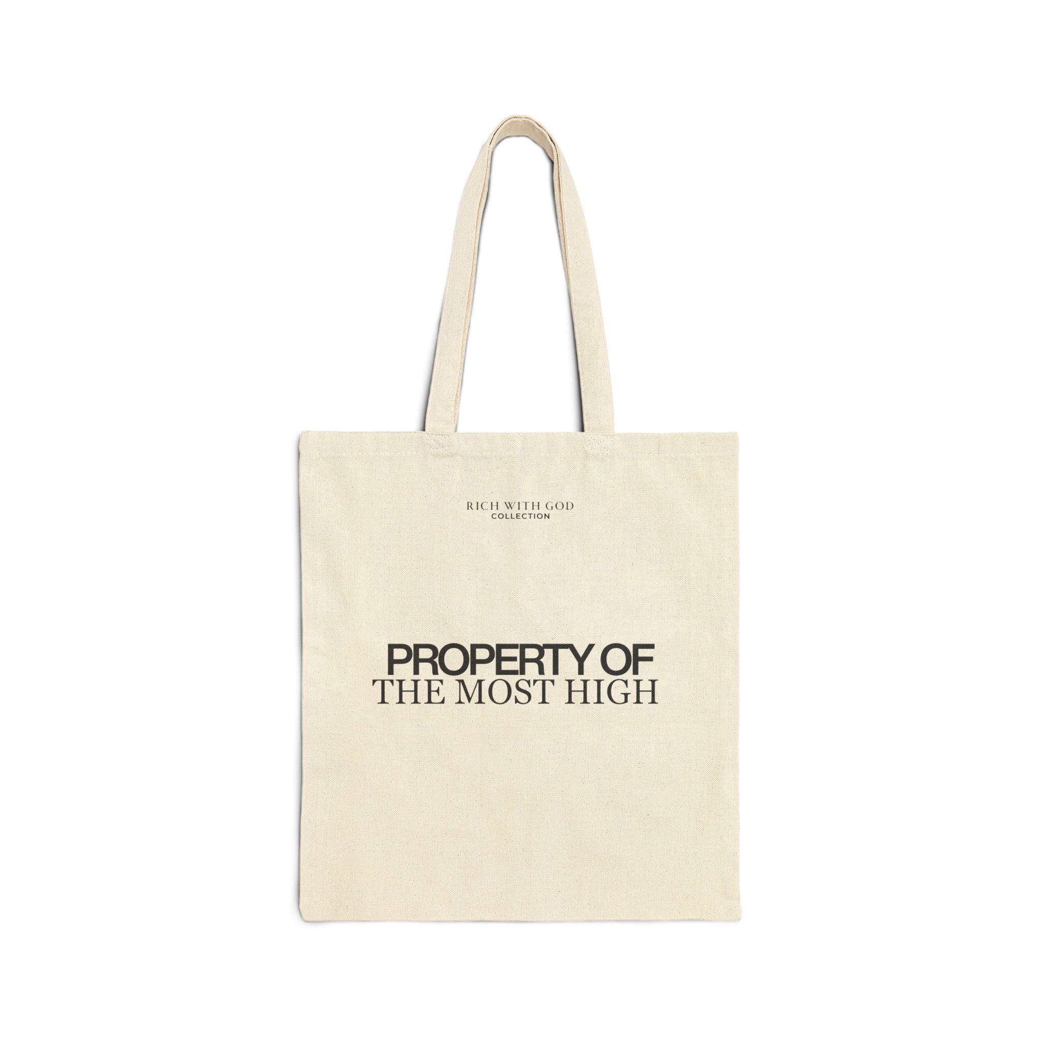 Property of the Most High Beige Cotton Canvas Tote Bag