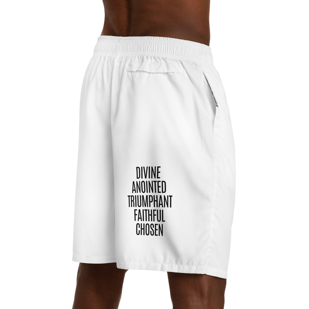 "Rich With God" Graphic Jogger Shorts (White)