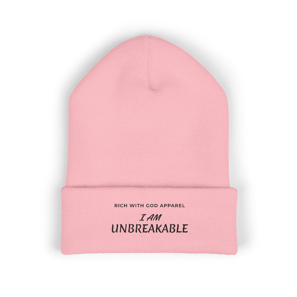 I Am Unbreakable Embroidered Cuffed Beanie