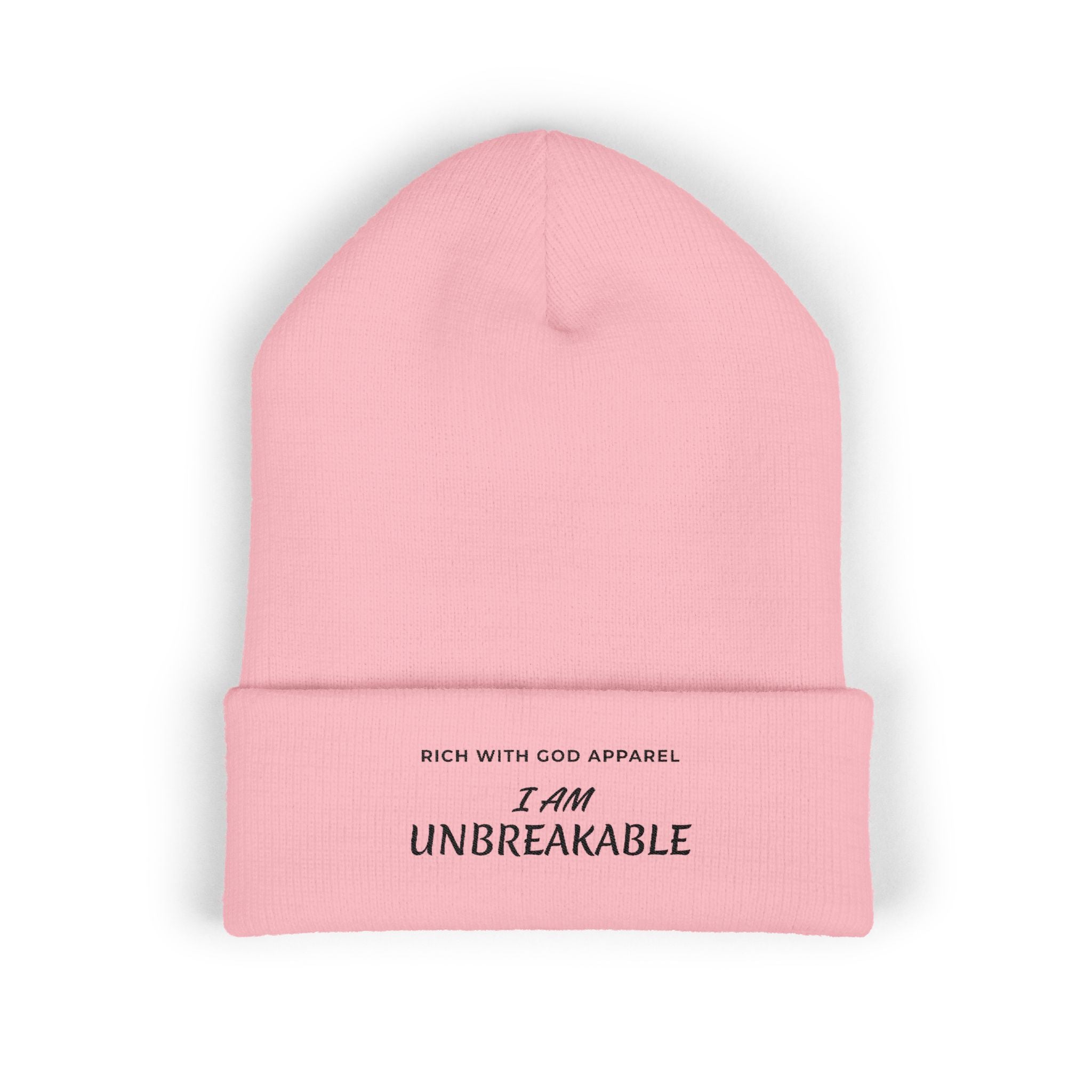 I Am Unbreakable Embroidered Cuffed Beanie