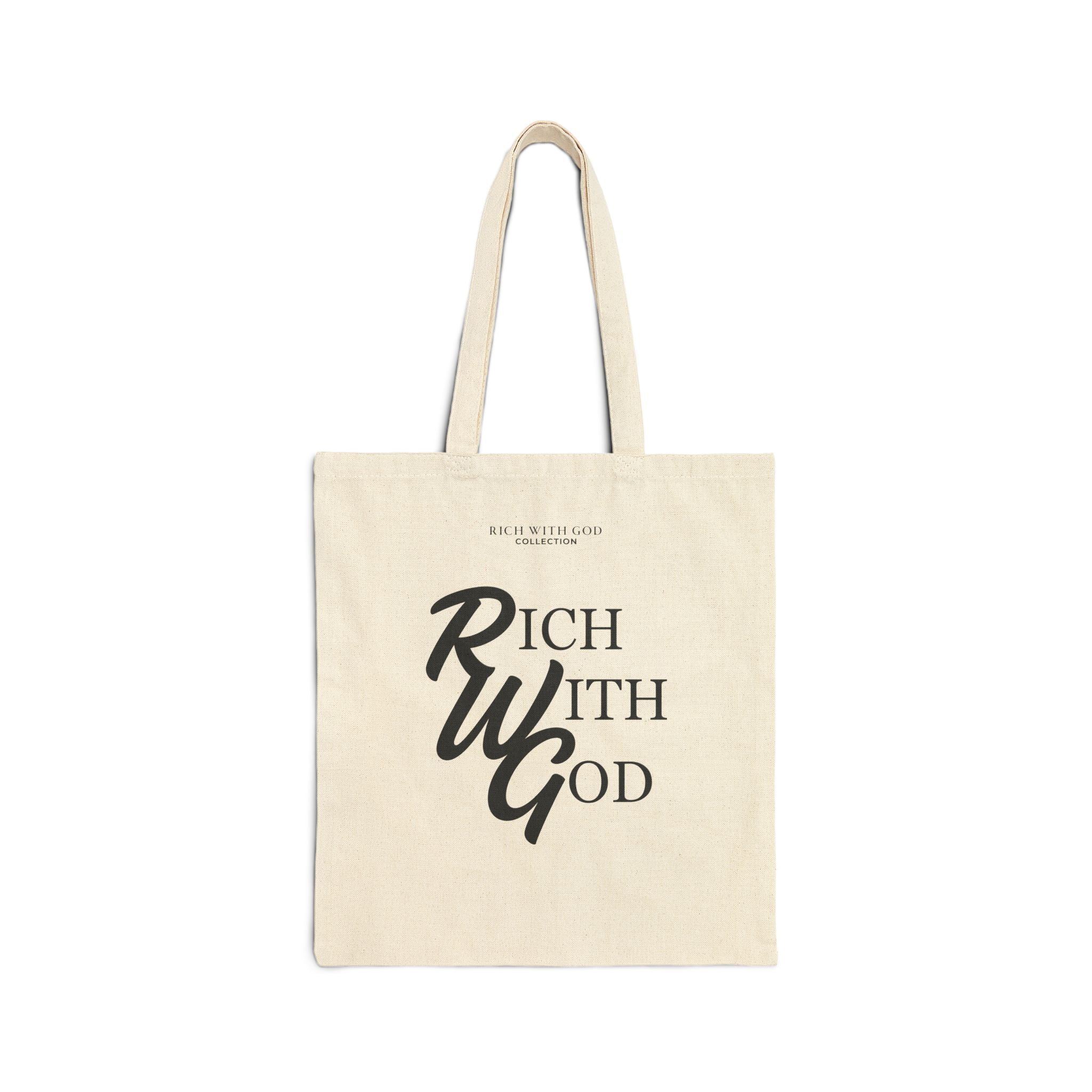RWG - Rich With God Beige Cotton Canvas Tote Bag