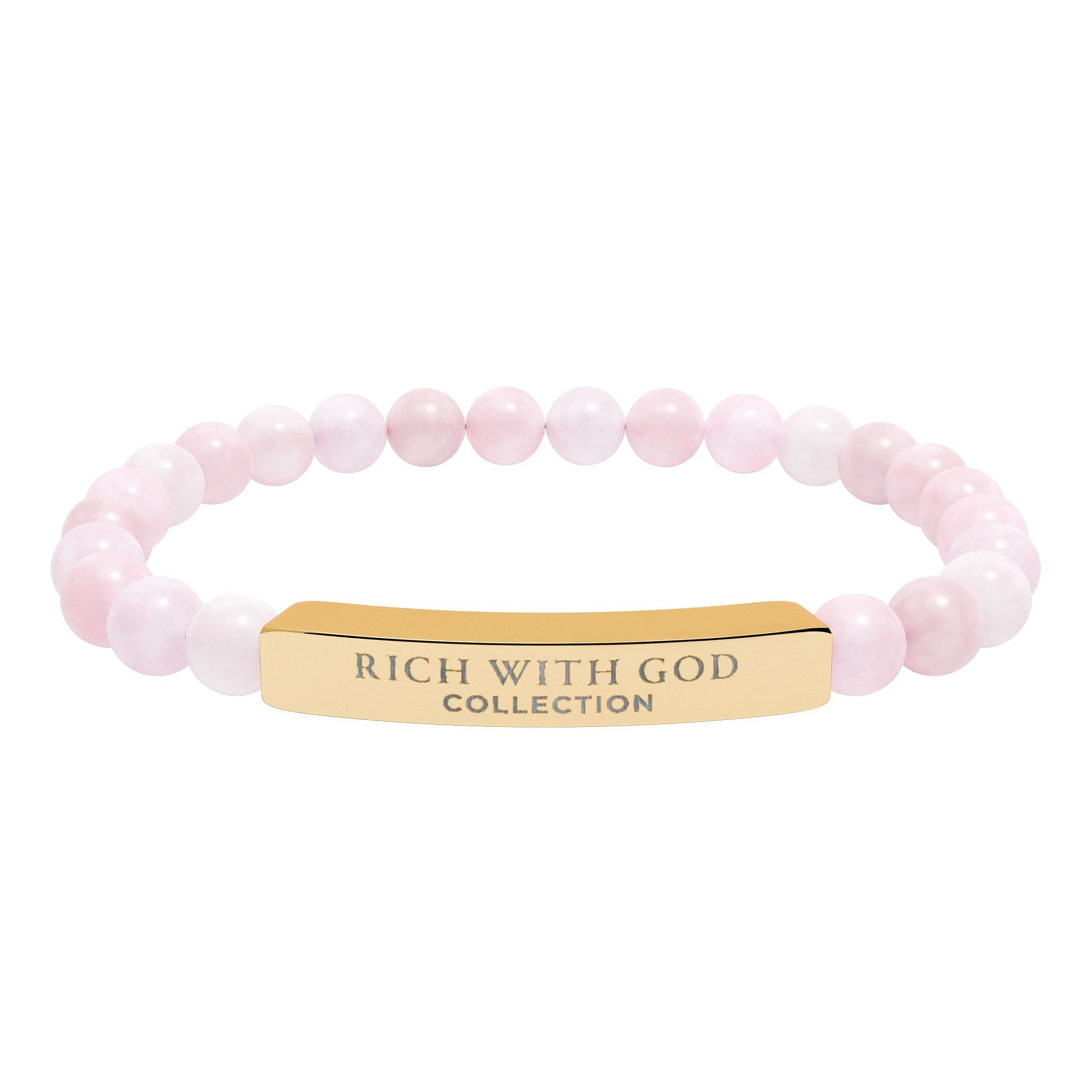 Rich With God Collection Natural Stone Stretch Bar Bracelet (Engraving)