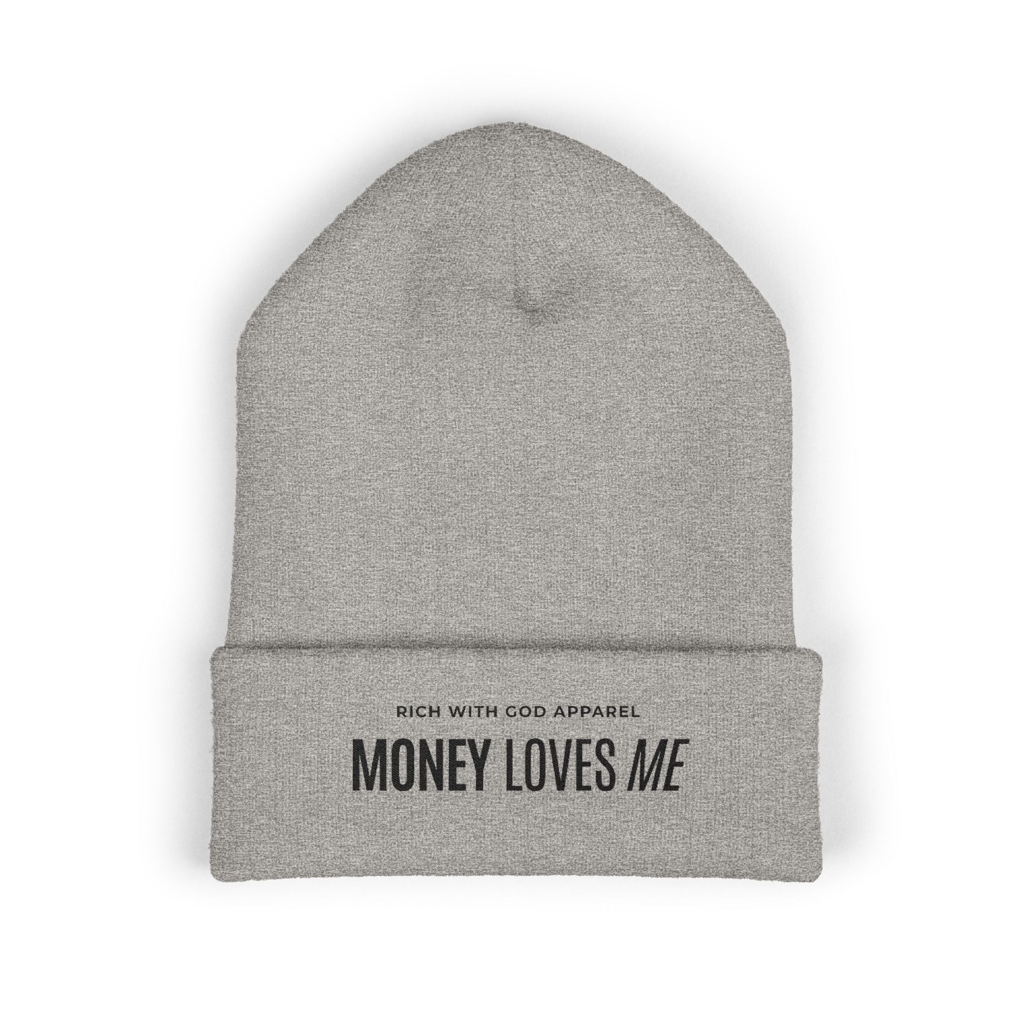 Money Loves Me Embroidered Cuffed Beanie