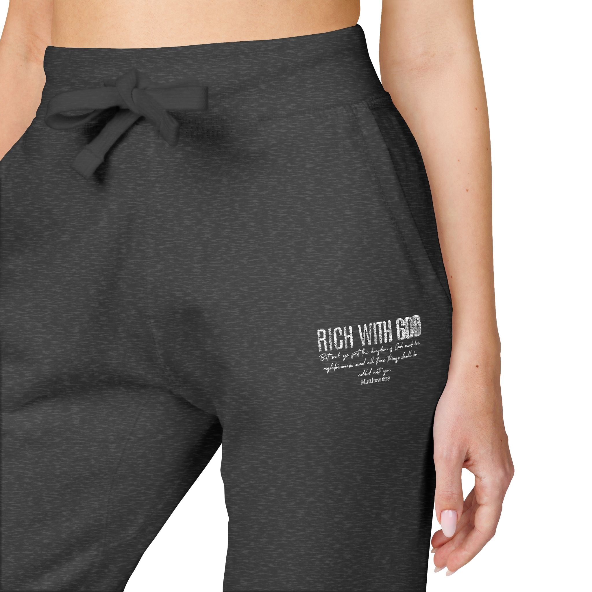 Rich With God Matthew 6:33 Unisex Fleece Sweatpants (Embroidery)